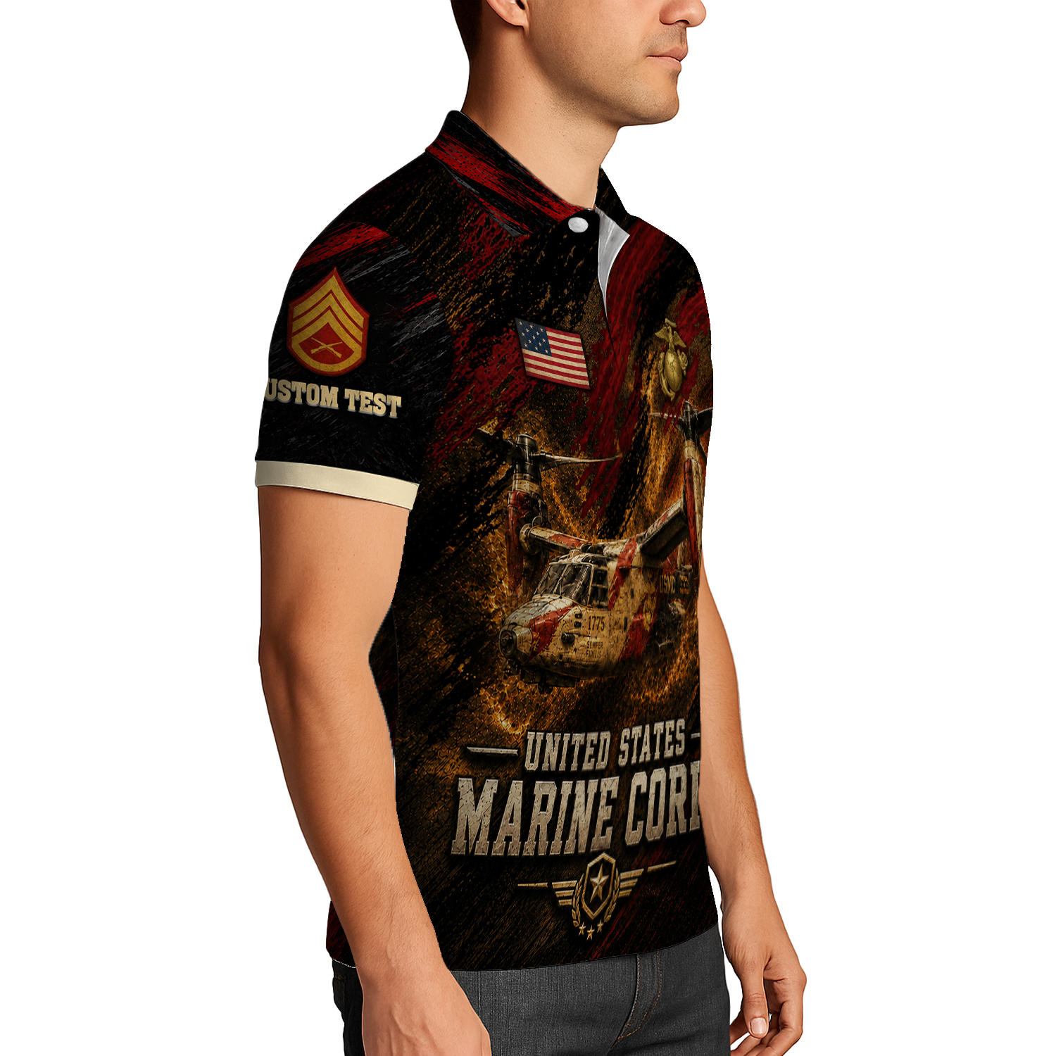 Personalized USMC Military Gift 3D All-Over Print Polo Shirt