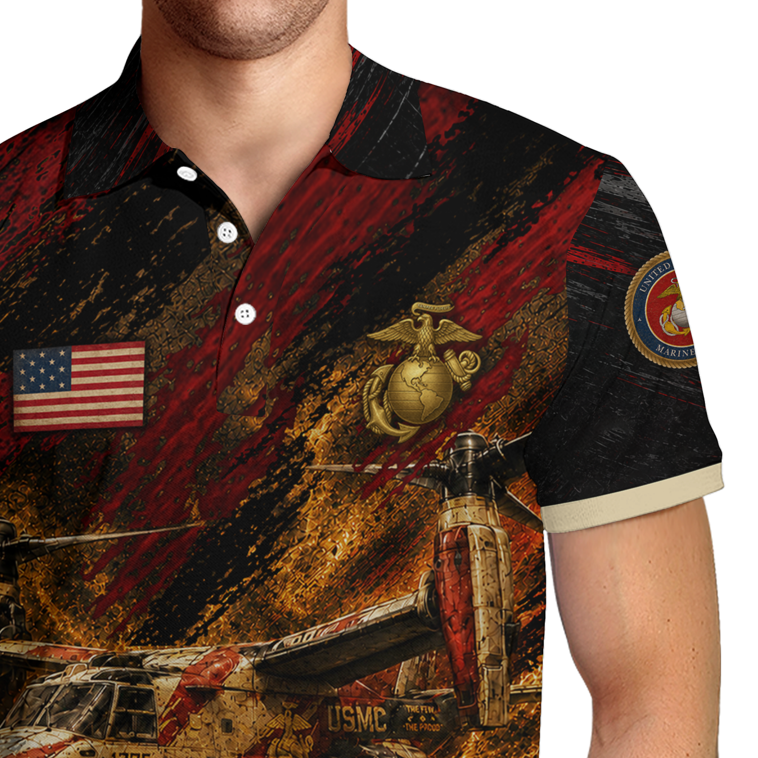 Personalized USMC Military Gift 3D All-Over Print Polo Shirt