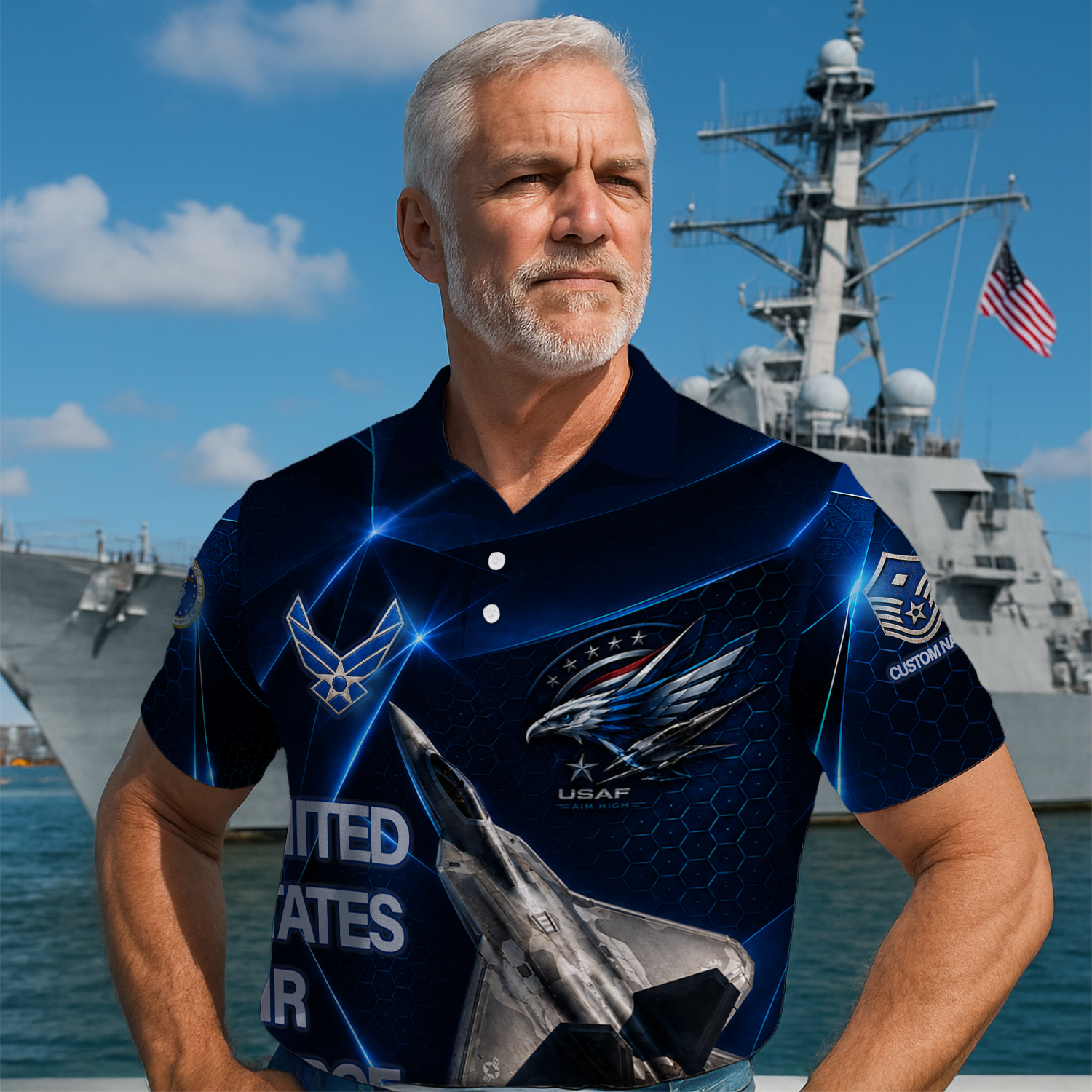 Personalized USAF Pilot Helmet 3D Polo Shirt Gift