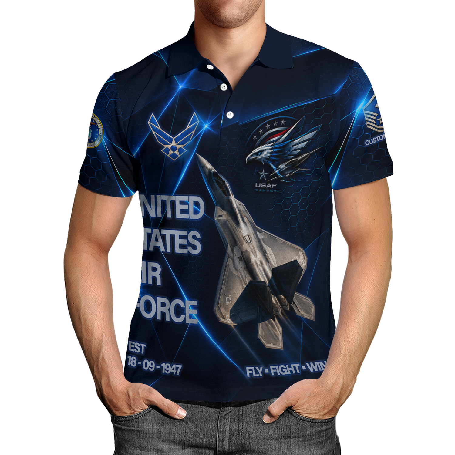 Personalized USAF Pilot Helmet 3D Polo Shirt Gift