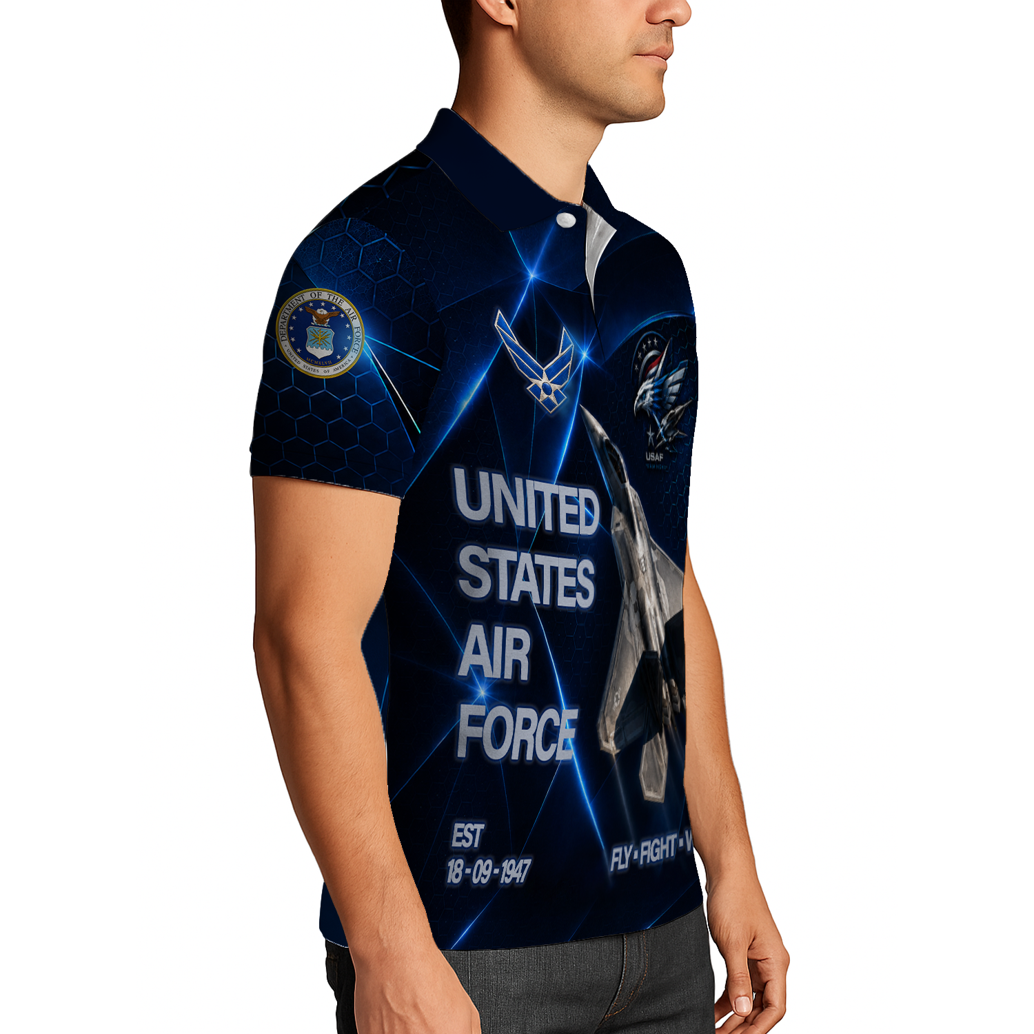 Personalized USAF Pilot Helmet 3D Polo Shirt Gift