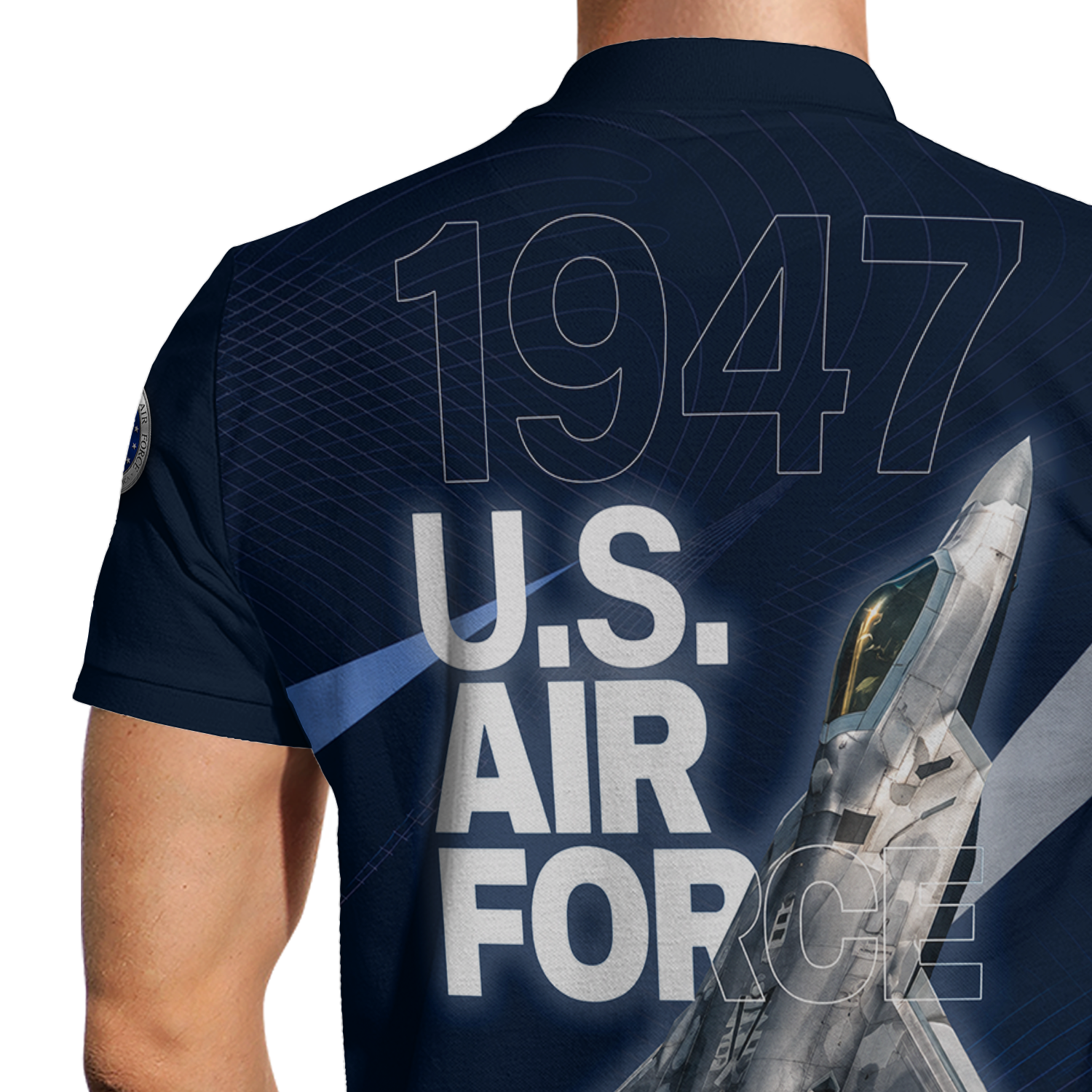US Air Force Veteran Custom Name Rank Polo Shirt for Men