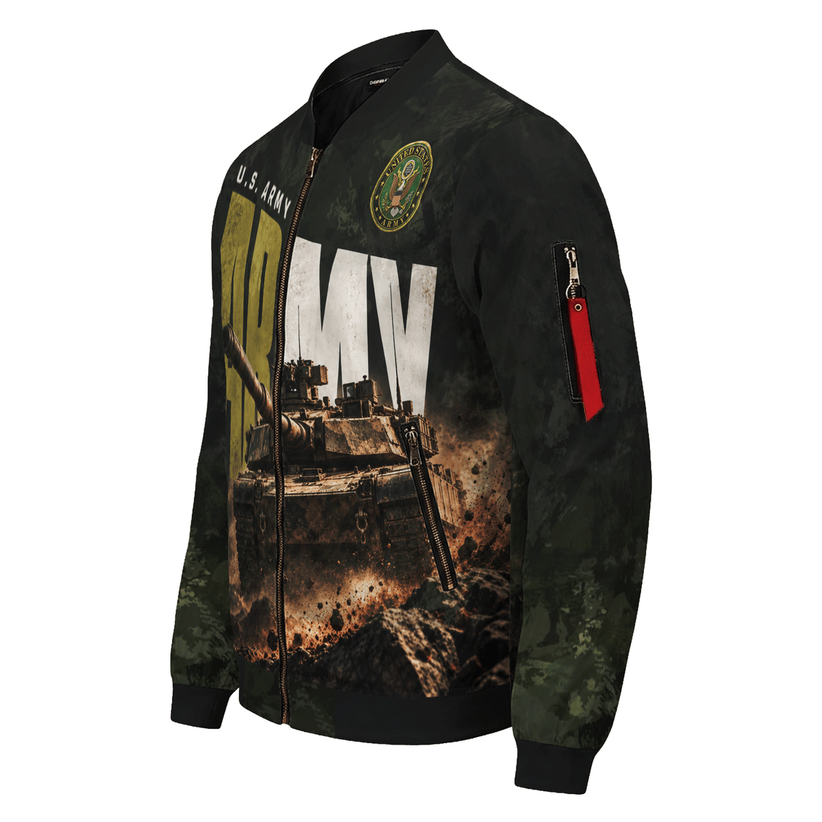 U.S. Army Military Bomber Jacket Custom Rank Name Personalized for Veterans