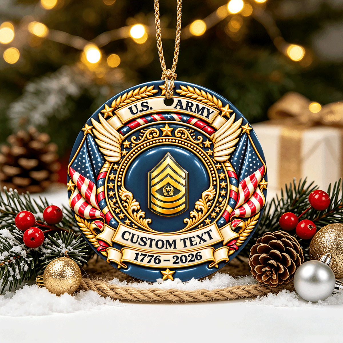 U.S. Air Force 3D Relief Ornament Custom Military Rank and Custom Text