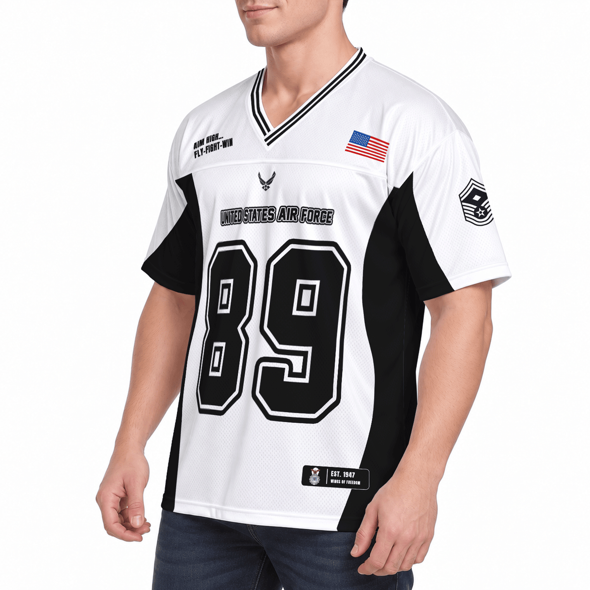 Custom USAF Sports Jersey Personalized Rank Text and Jersey Number