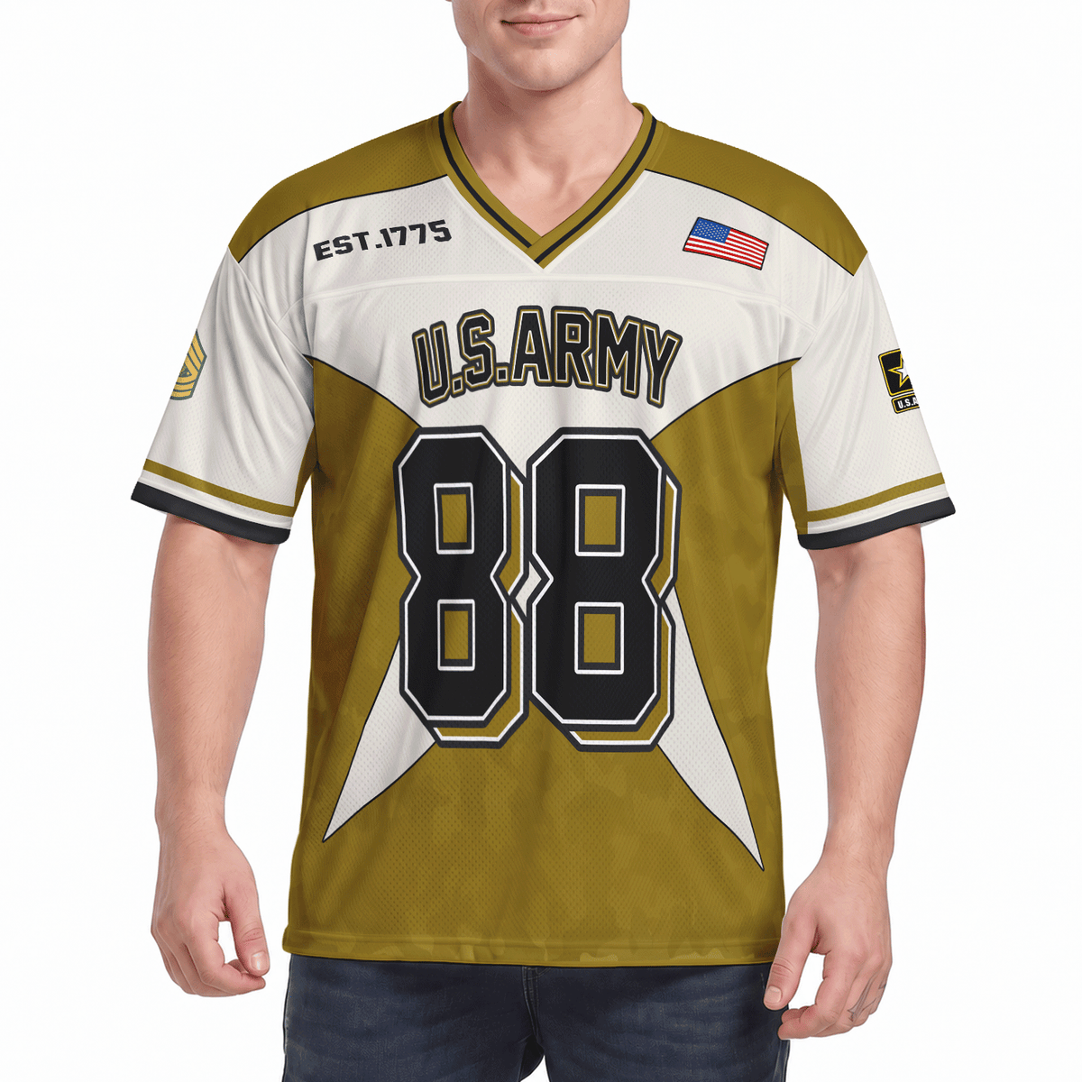 U.S. Army Sports Jersey Personalized Military Rank and Custom Text