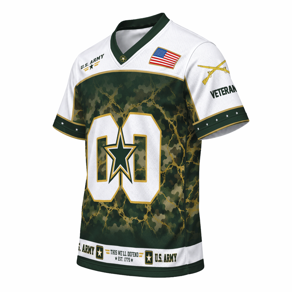 Personalized Army Jersey Custom Rank and Text Veteran Military Gift