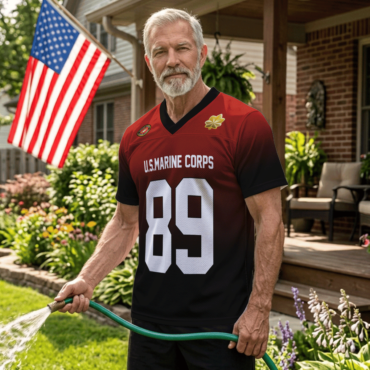 USMC Military Jersey Custom Rank Name Text and Personalized Number