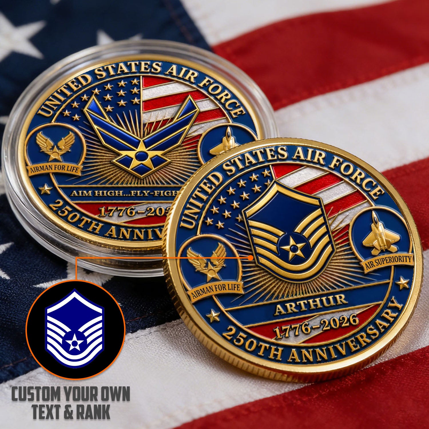 Personalized U.S. Air Force 250th Anniversary Challenge Coin