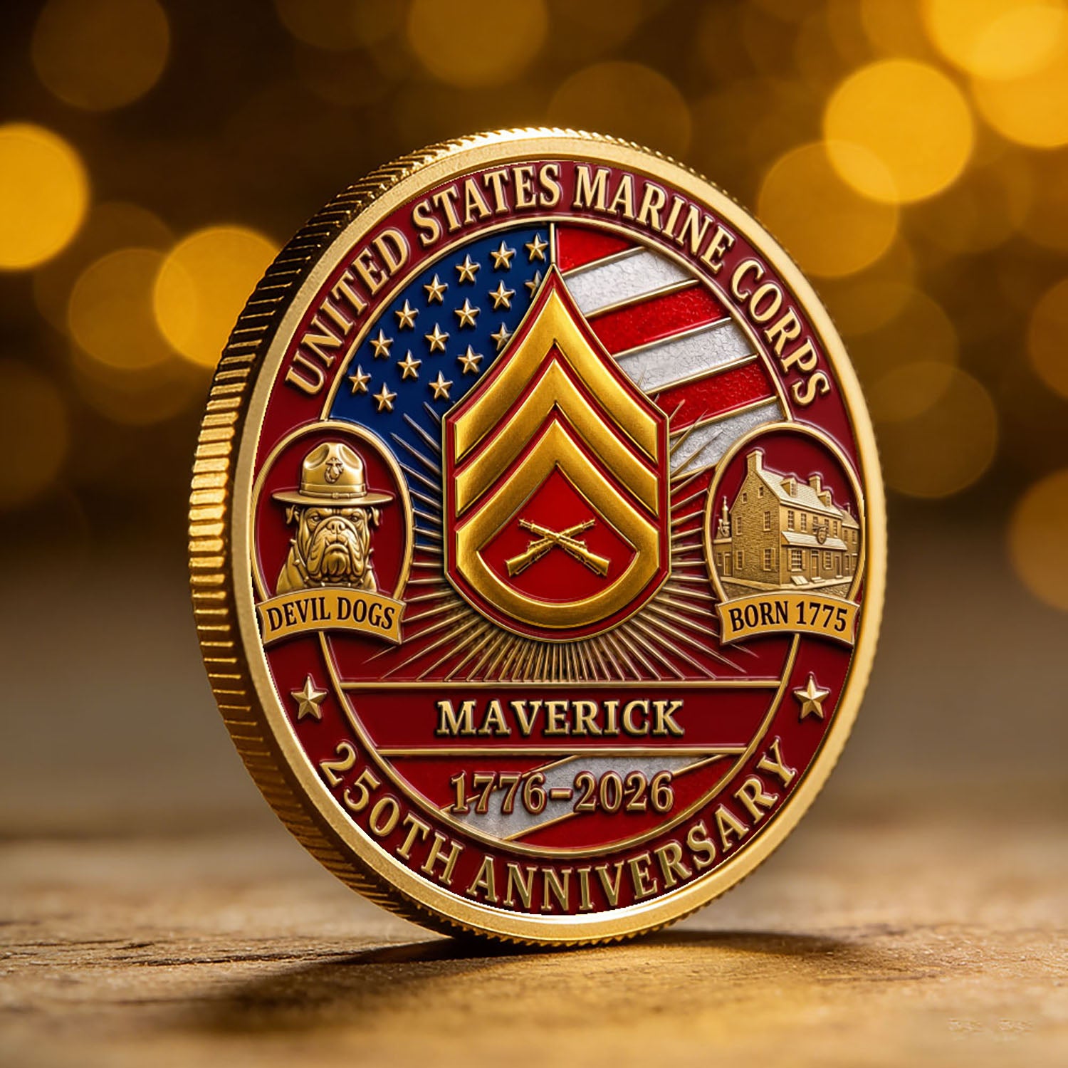 Personalized U.S. MARlNES 250th Anniversary Challenge Coin
