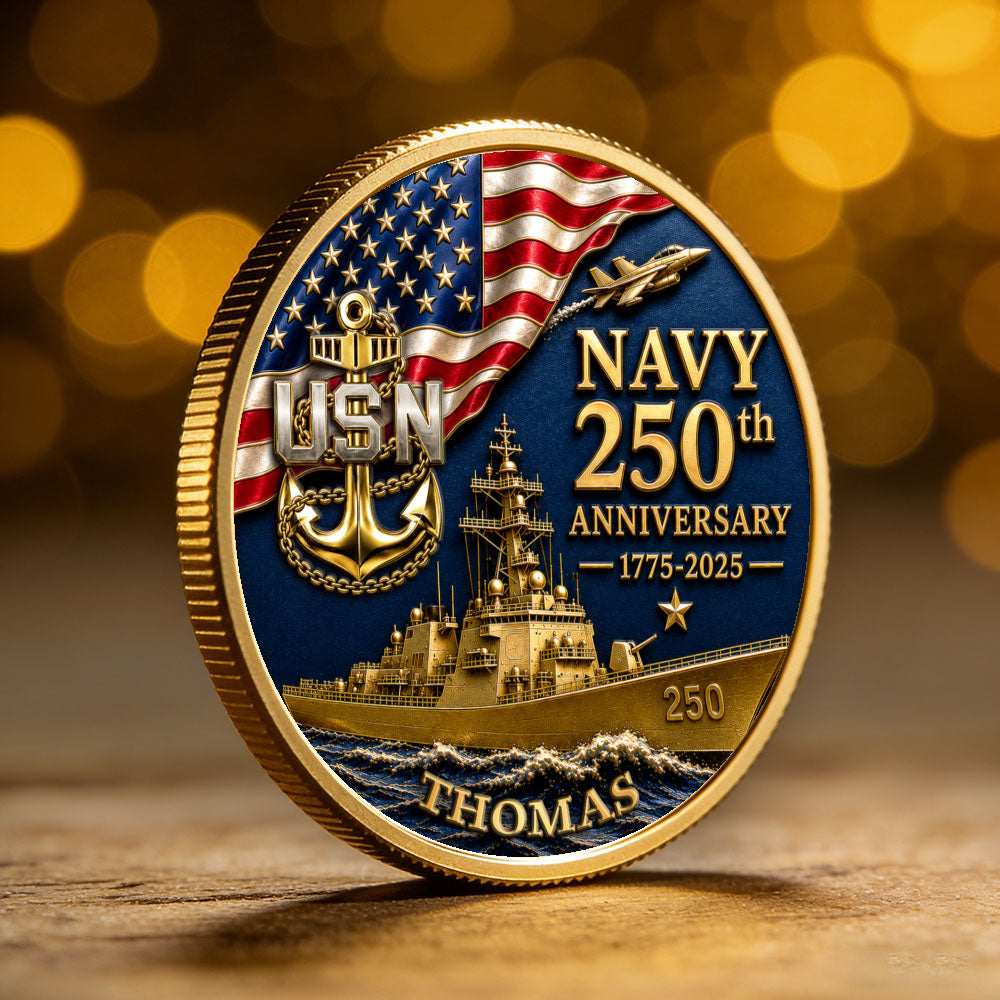 Personalized U.S.Navy 250th Anniversary Tank Challenge Coin