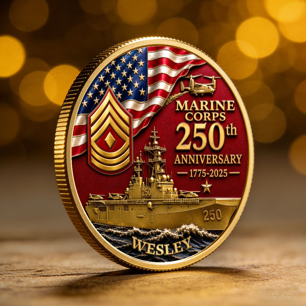 Personalized U.S. MARlNES 250th Anniversary Tank Challenge Coin