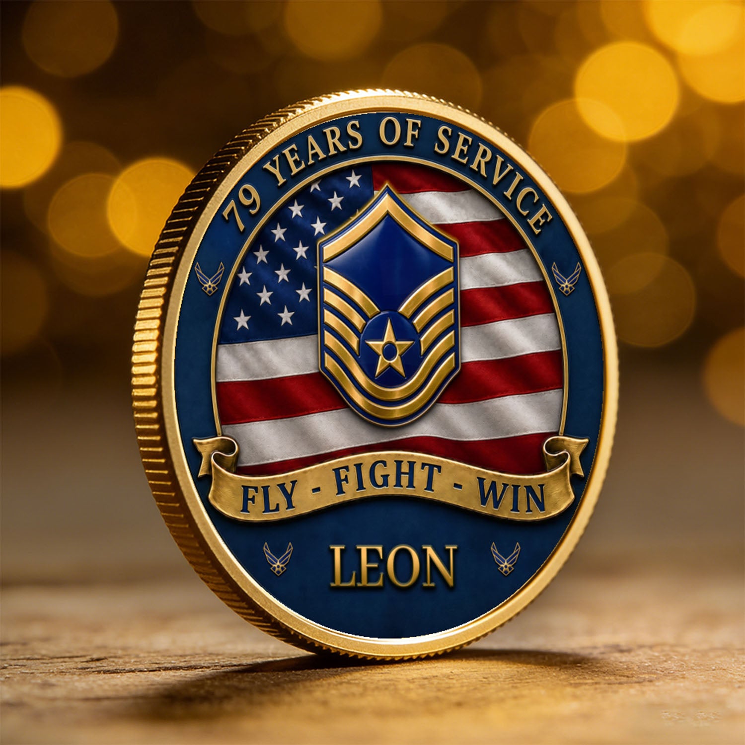 Personalized USAF Rank Name 3D Coin USA 250 Anniversary