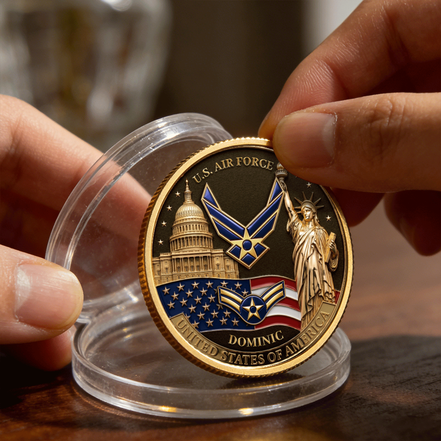 Custom USAF Rank USA 250 Years 3D Challenge Coin Gift