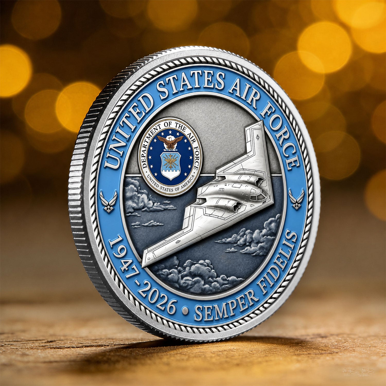 USAF Custom Name Rank 3D Challenge Coin USA 250