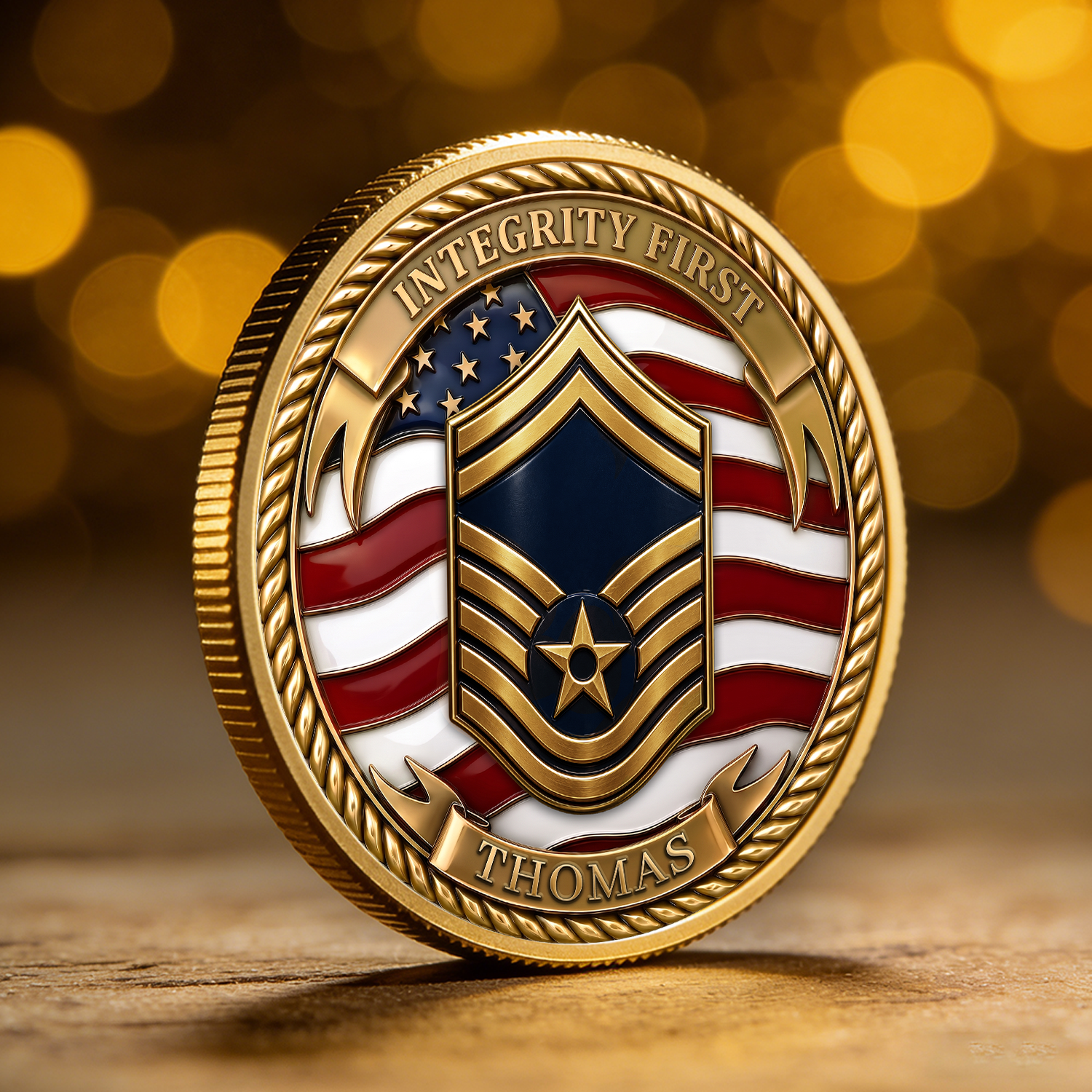 Personalized USAF Achievement Rank 3D Challenge Coin