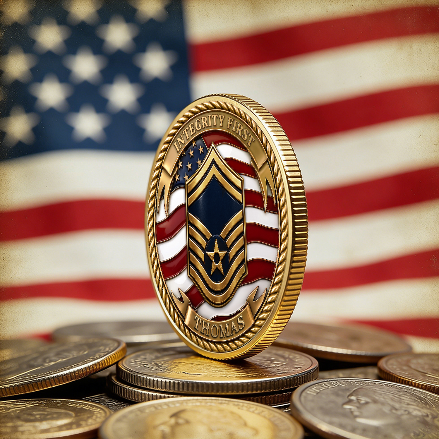 Personalized USAF Achievement Rank 3D Challenge Coin