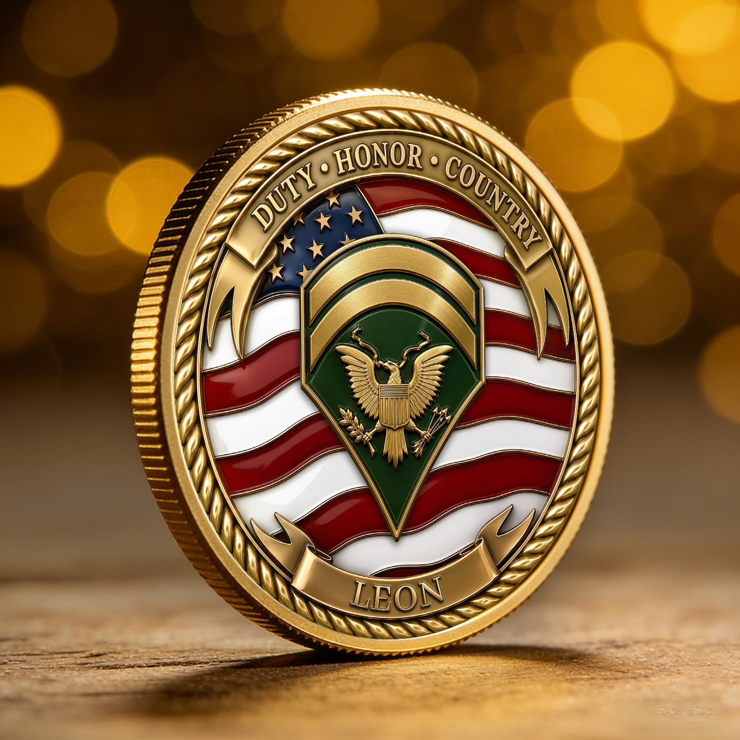 Personalized Army Service Member Rank 3D Challenge Coin Gift