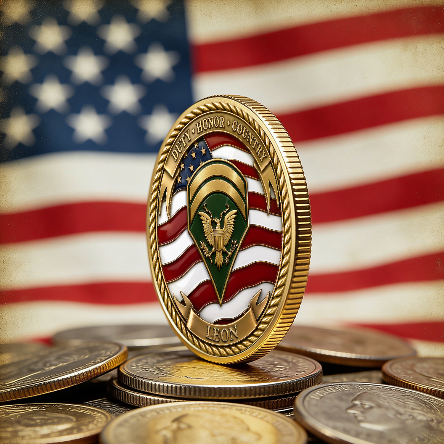 Personalized Army Service Member Rank 3D Challenge Coin Gift