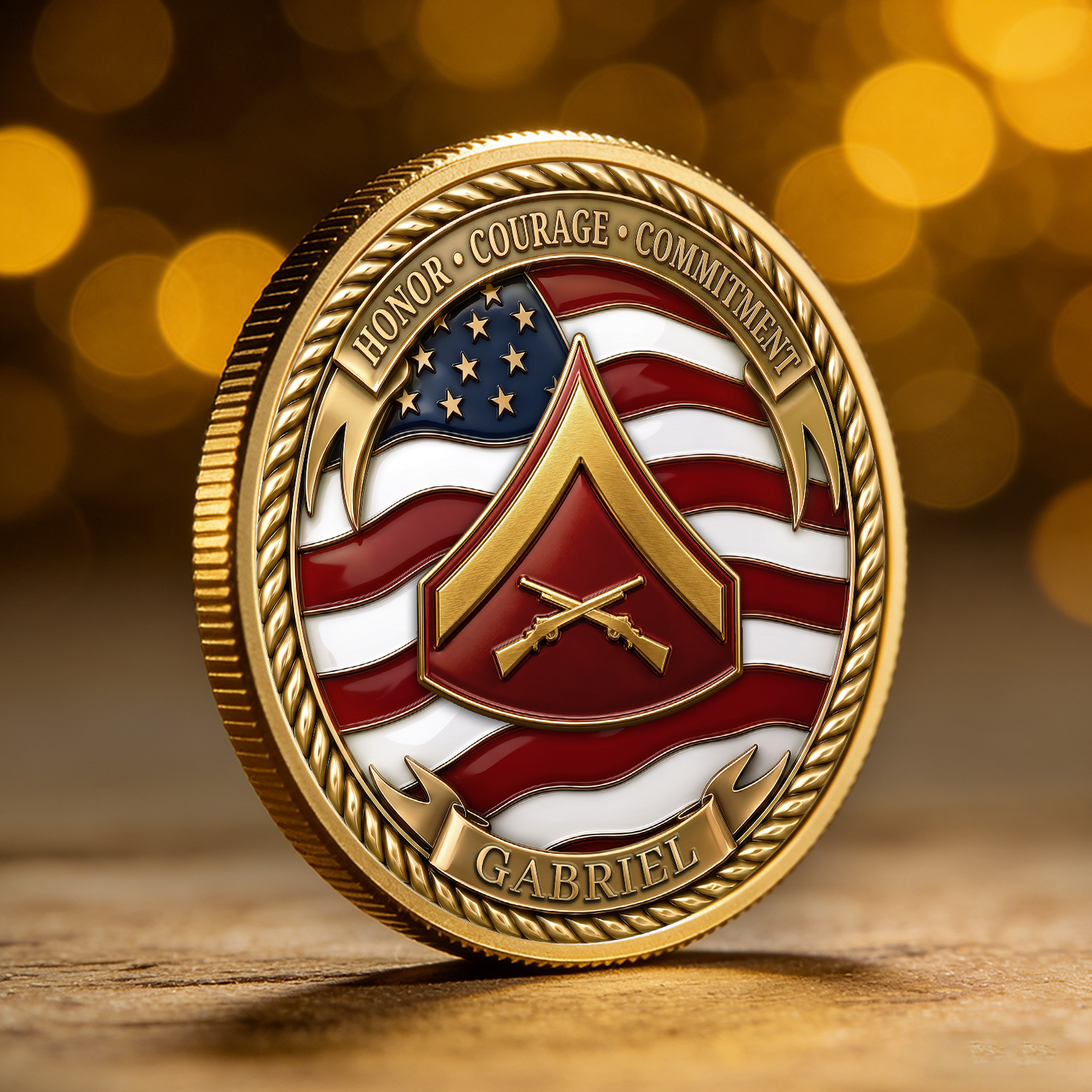 USMC Retirement Personalized Rank 3D Challenge Coin