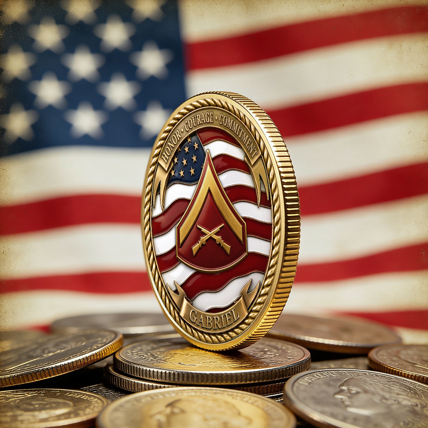 USMC Retirement Personalized Rank 3D Challenge Coin