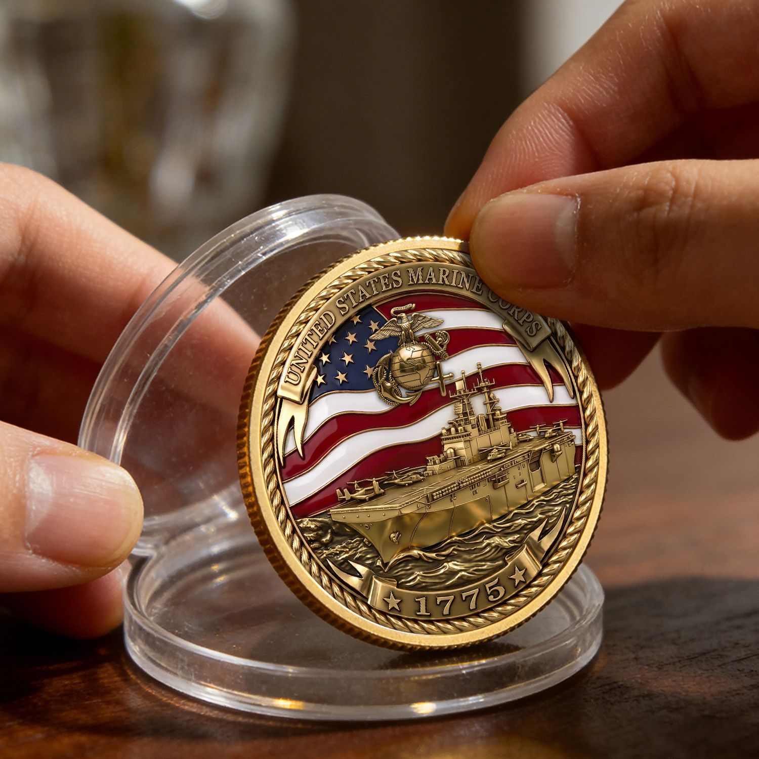 USMC Retirement Personalized Rank 3D Challenge Coin