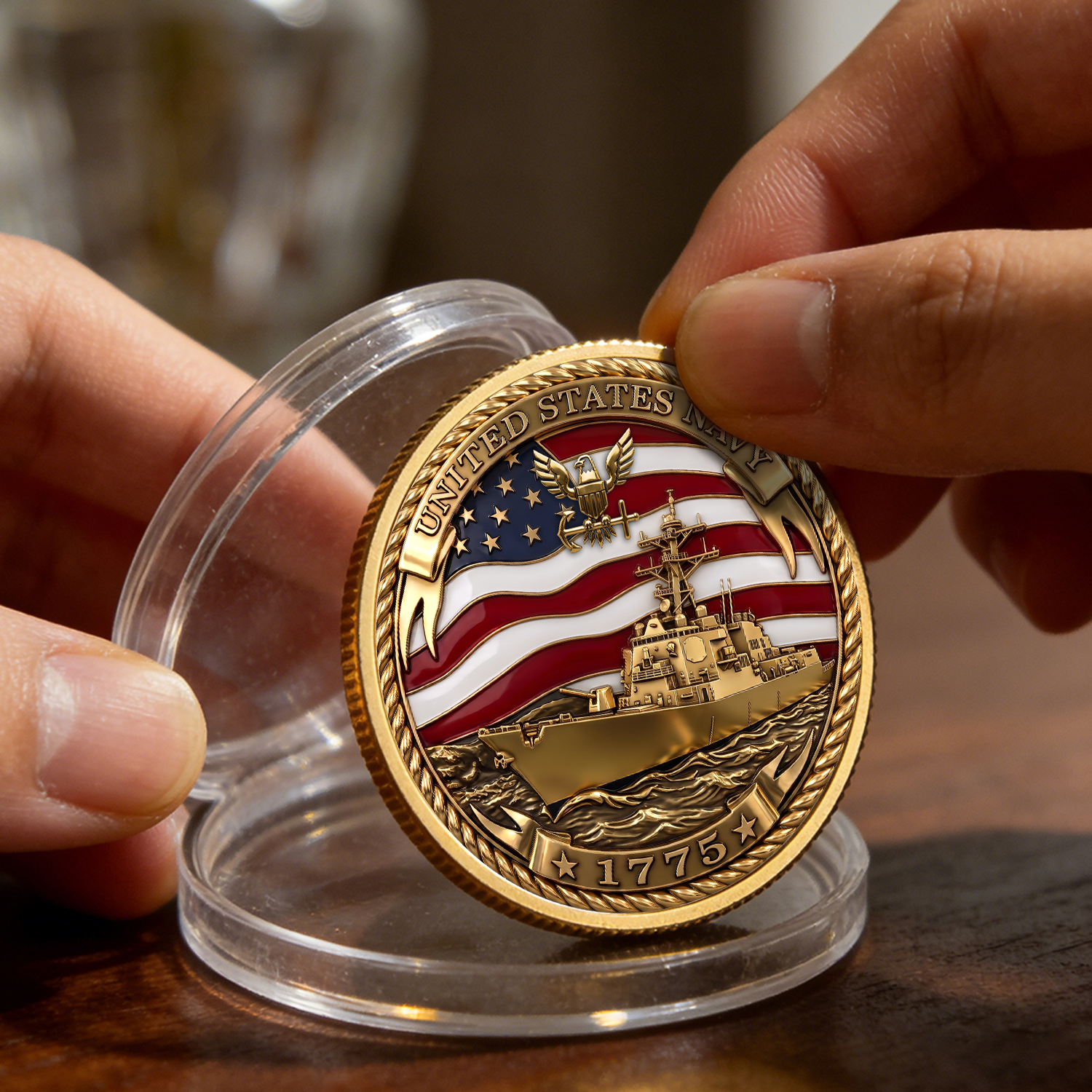 Navy Service Member Personalized Rank 3D Challenge Coin Gift