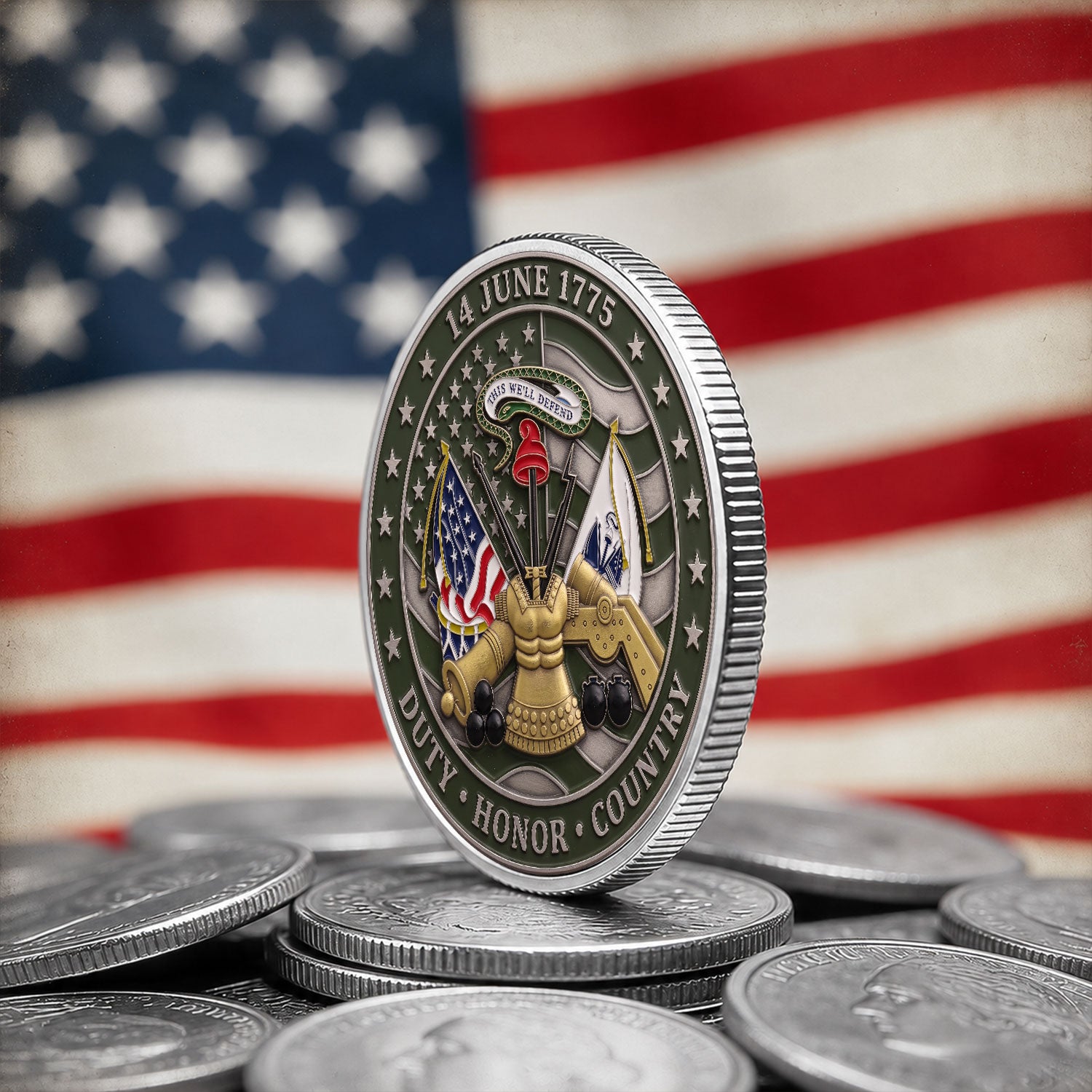 Custom US Army Career Rank 3D Challenge Coin Keepsake
