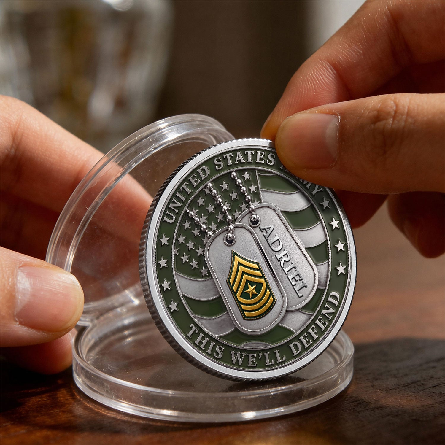 Custom US Army Career Rank 3D Challenge Coin Keepsake