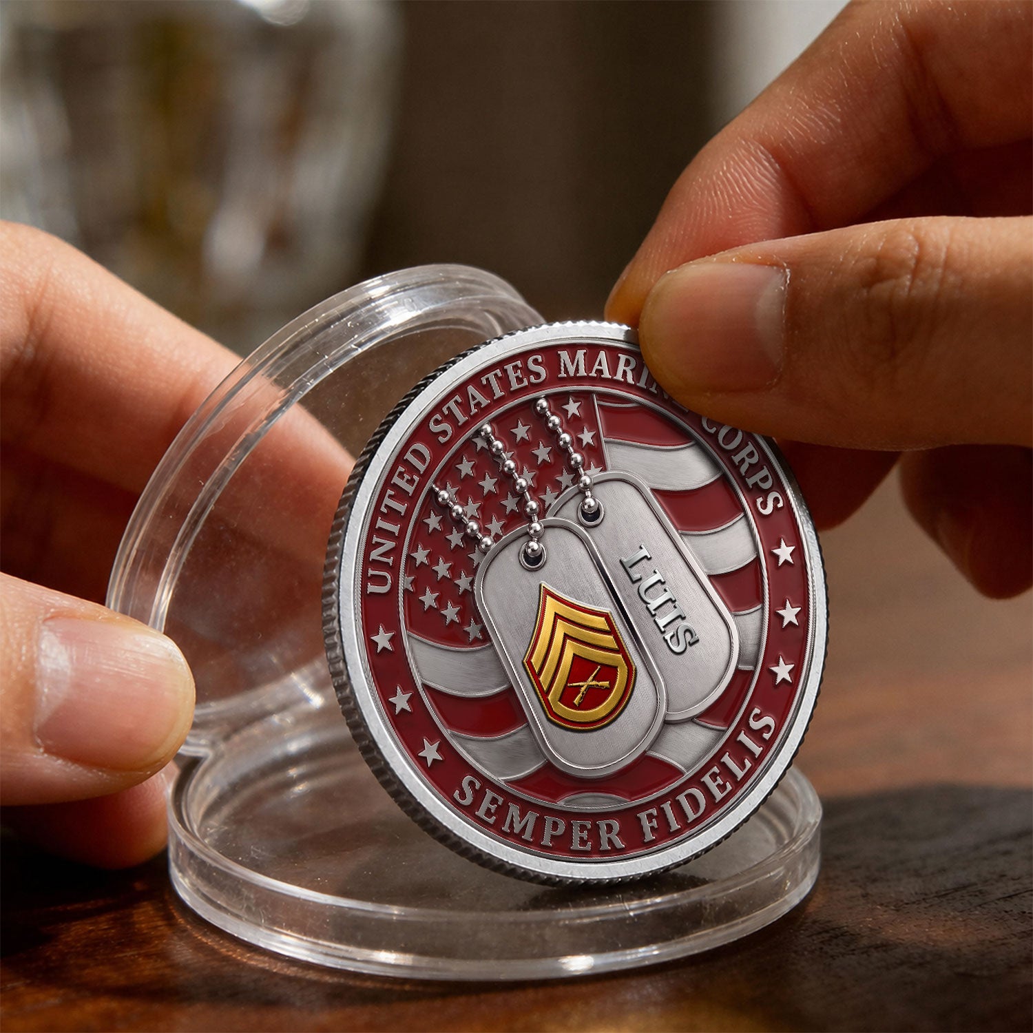 Marine Veteran Custom Service Rank 3D Challenge Coin Gift