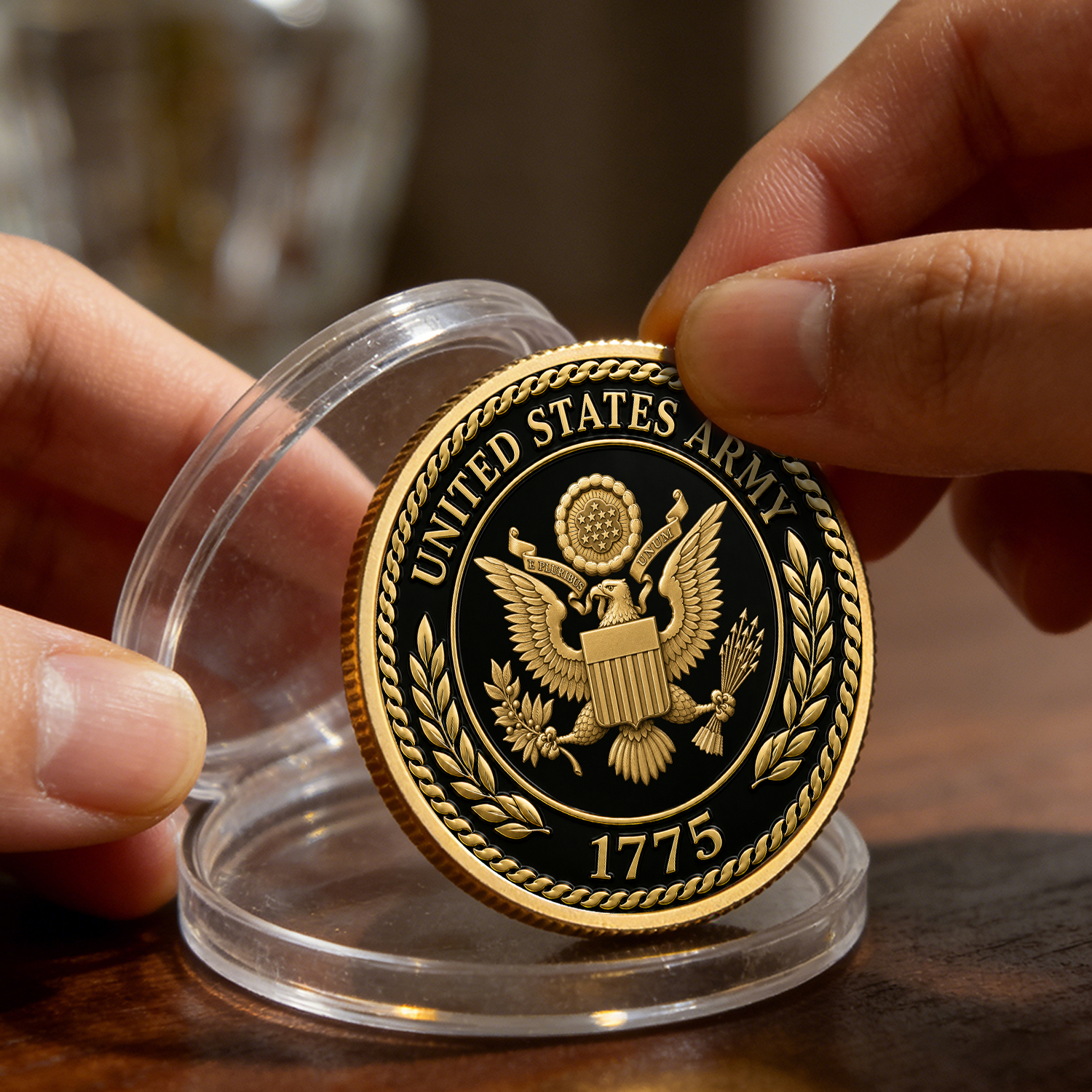 Army Veteran Rank Tribute Personalized 3D Challenge Coin