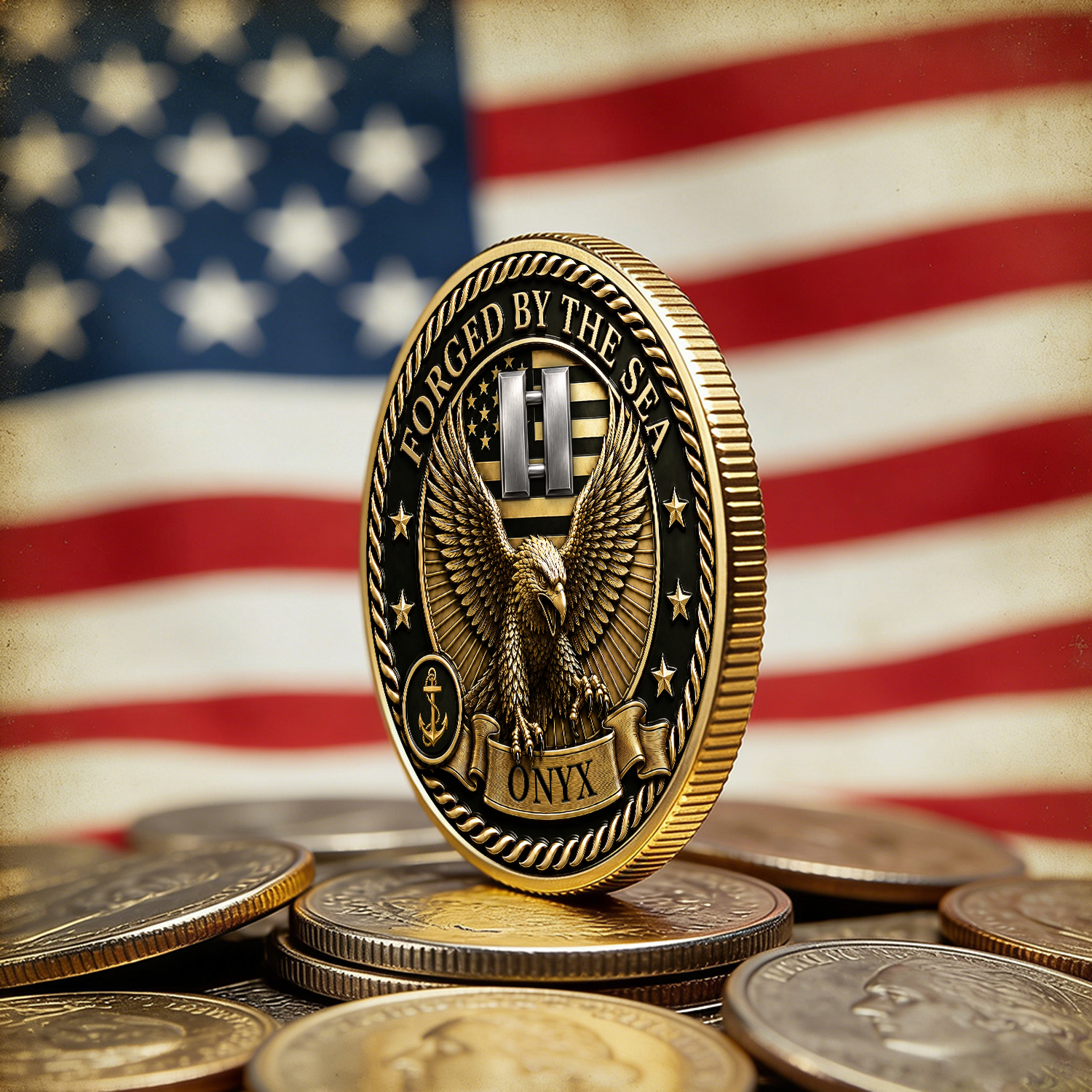 Personalized US Navy Rank Name 3D Challenge Coin Sailor Gift