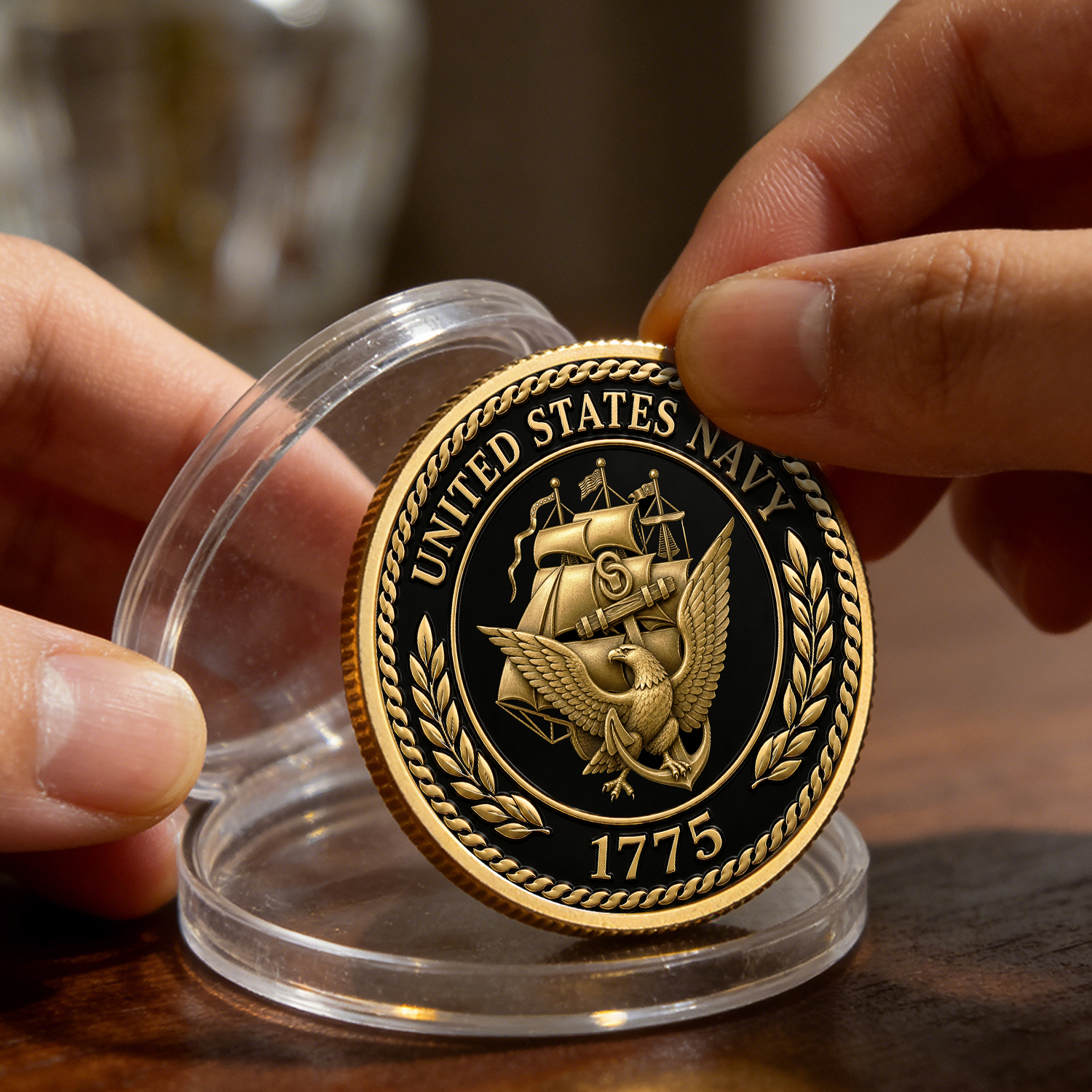 Personalized US Navy Rank Name 3D Challenge Coin Sailor Gift