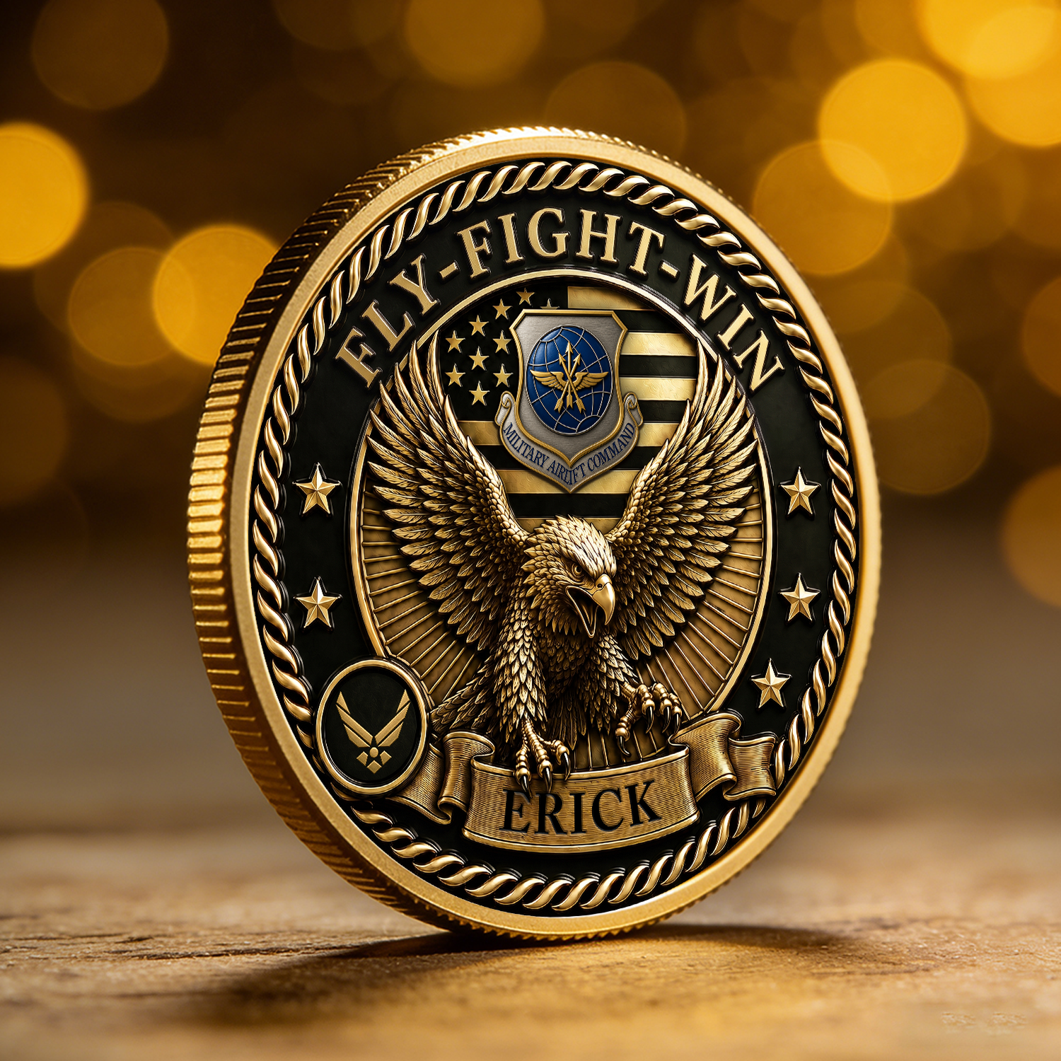 US Air Force Rank Insignia Custom Name 3D Challenge Coin