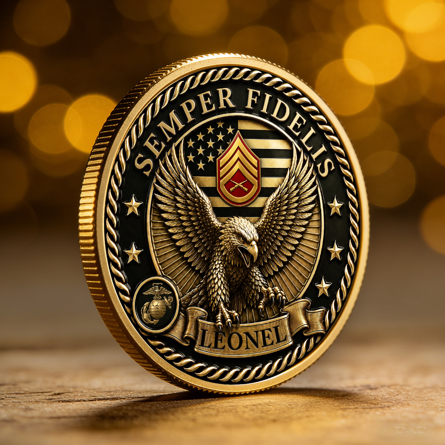 Personalized USMC Promotion Rank Text 3D Challenge Coin