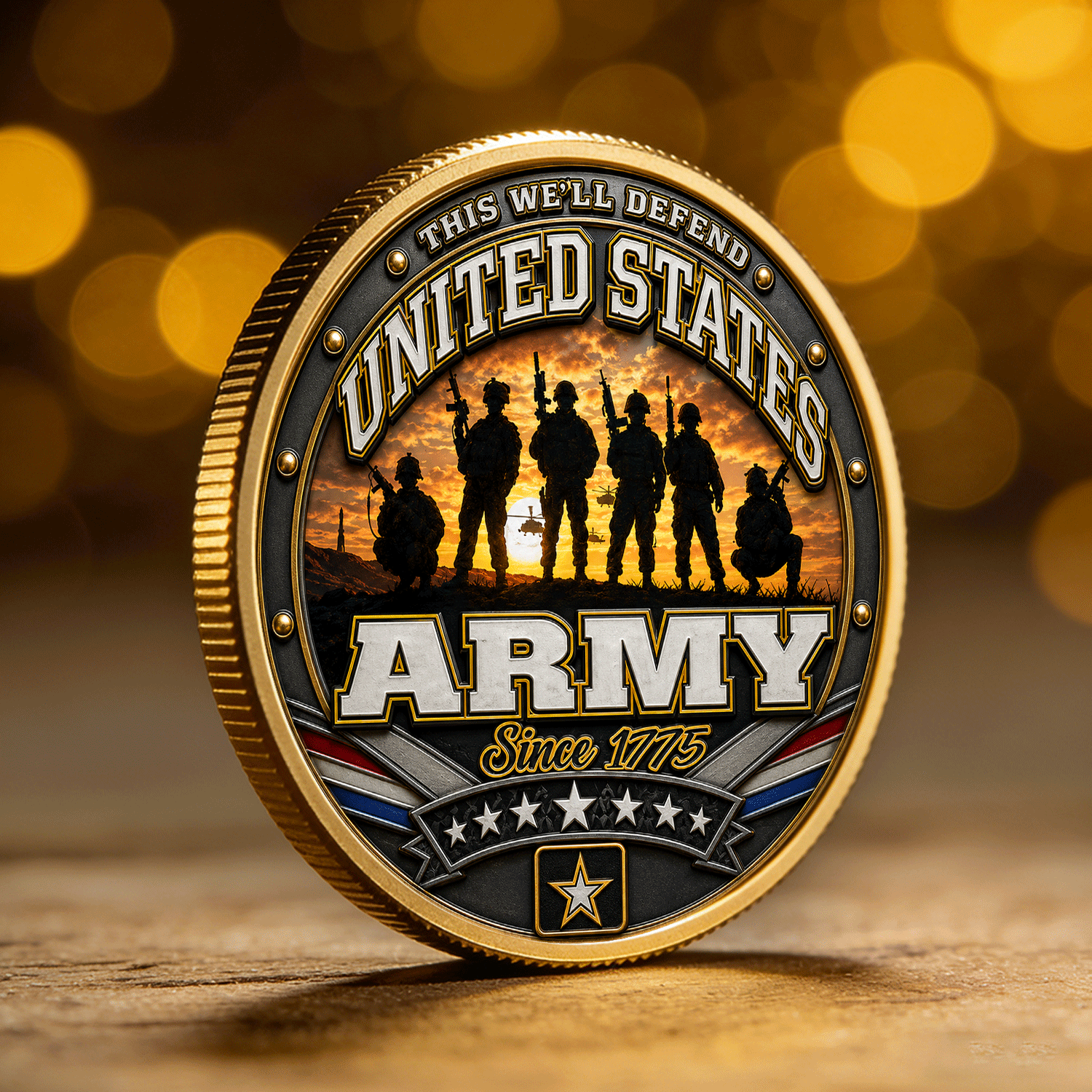 US Army Personalized Rank Text 3D Challenge Coin Veteran Gift