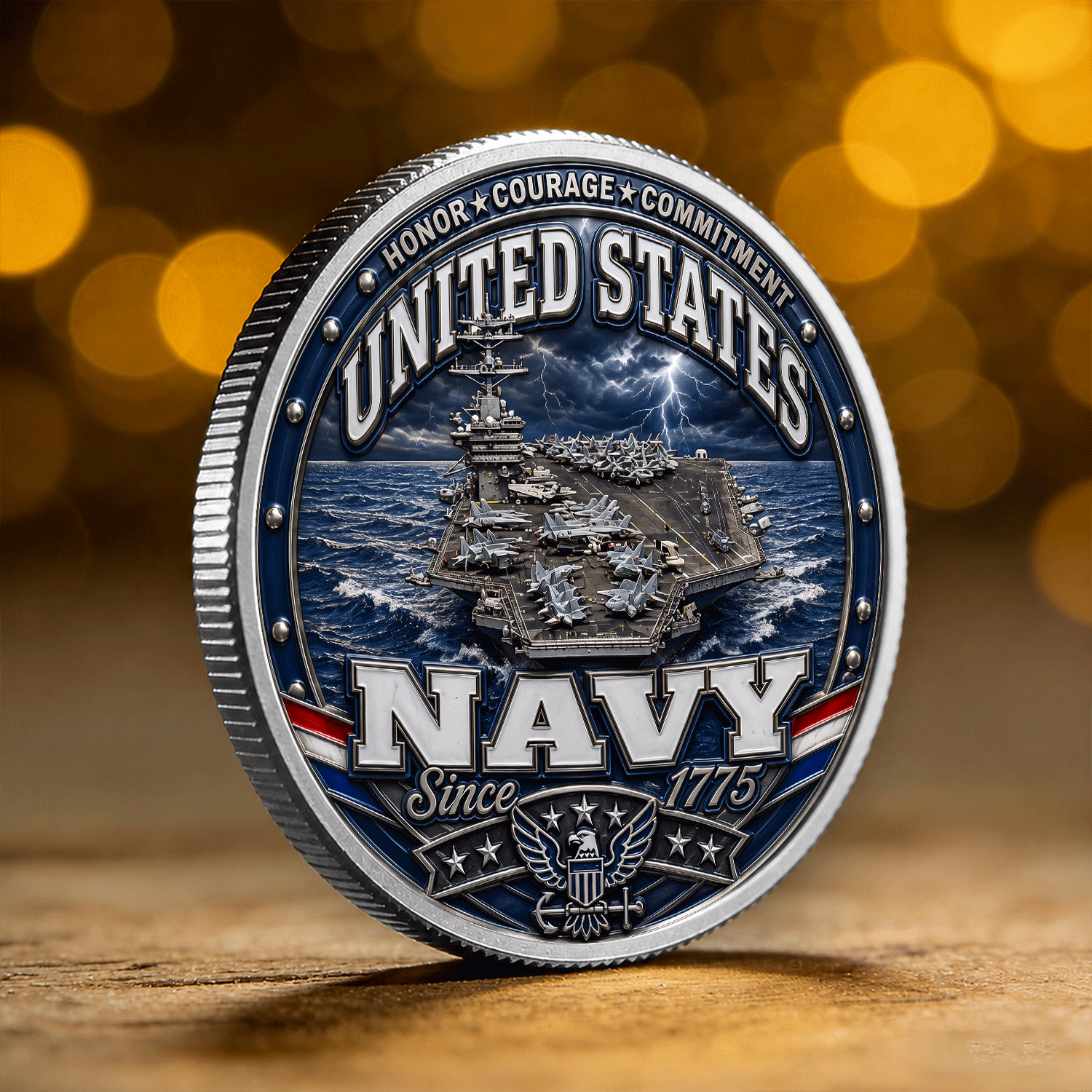Custom Navy Military Rank Name 3D Challenge Coin Tribute