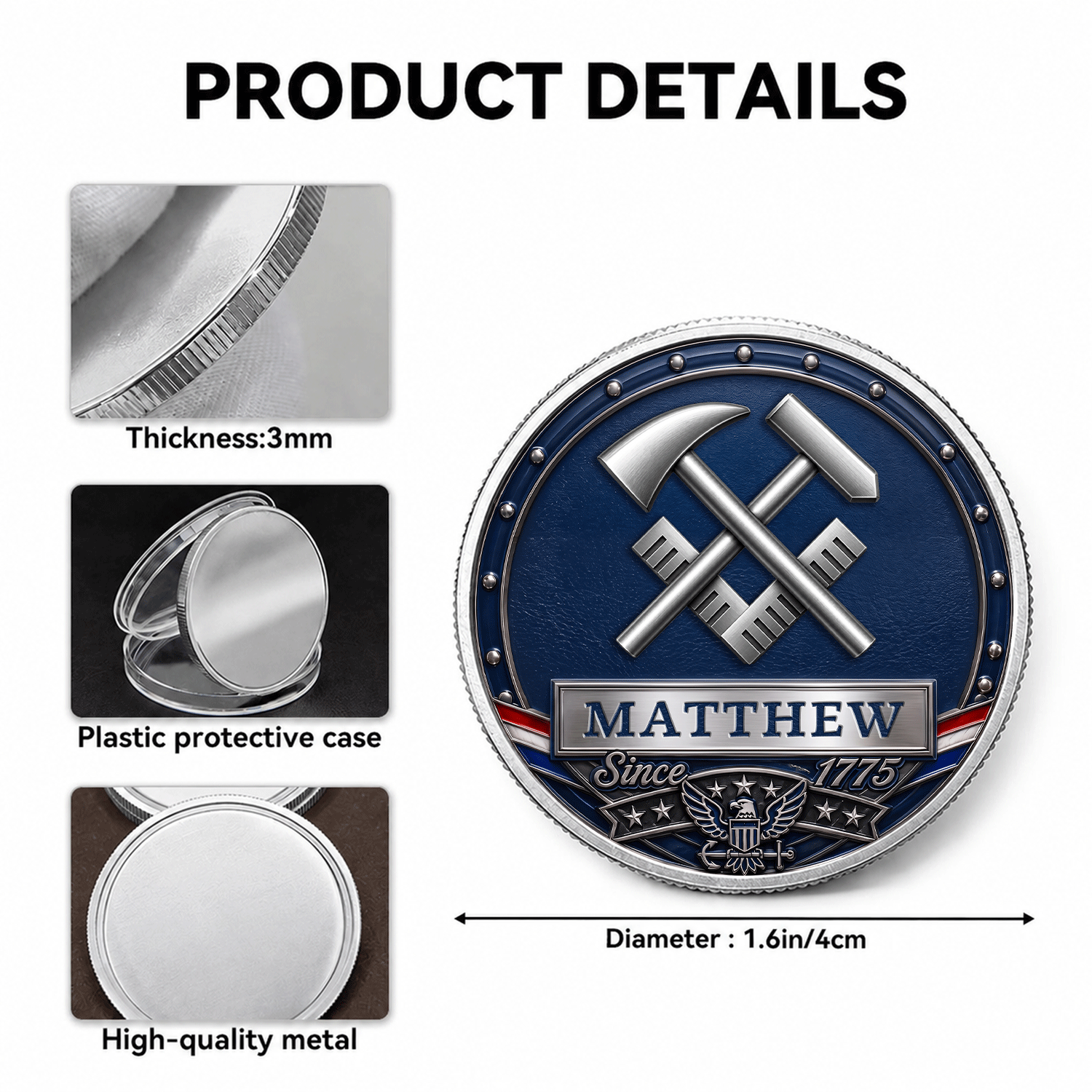 Custom Navy Military Rank Name 3D Challenge Coin Tribute