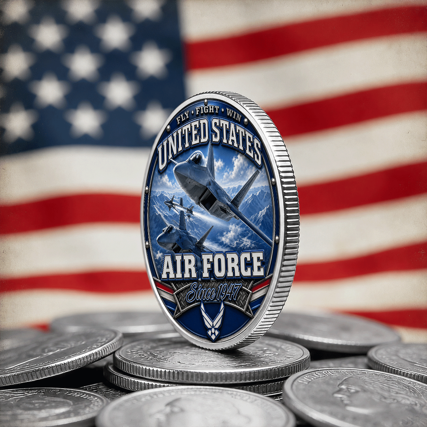 Personalized Air Force Duty Rank 3D Challenge Coin Tribute