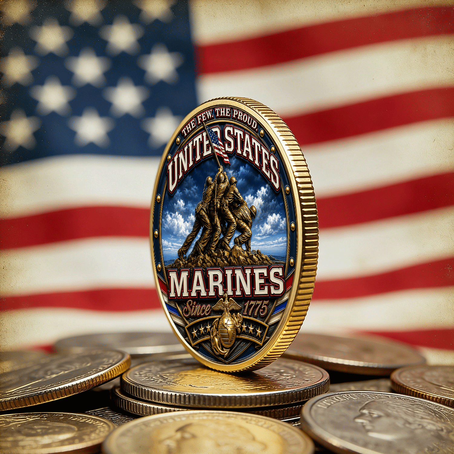 Custom Marine Corps Career Rank 3D Challenge Coin Keepsake