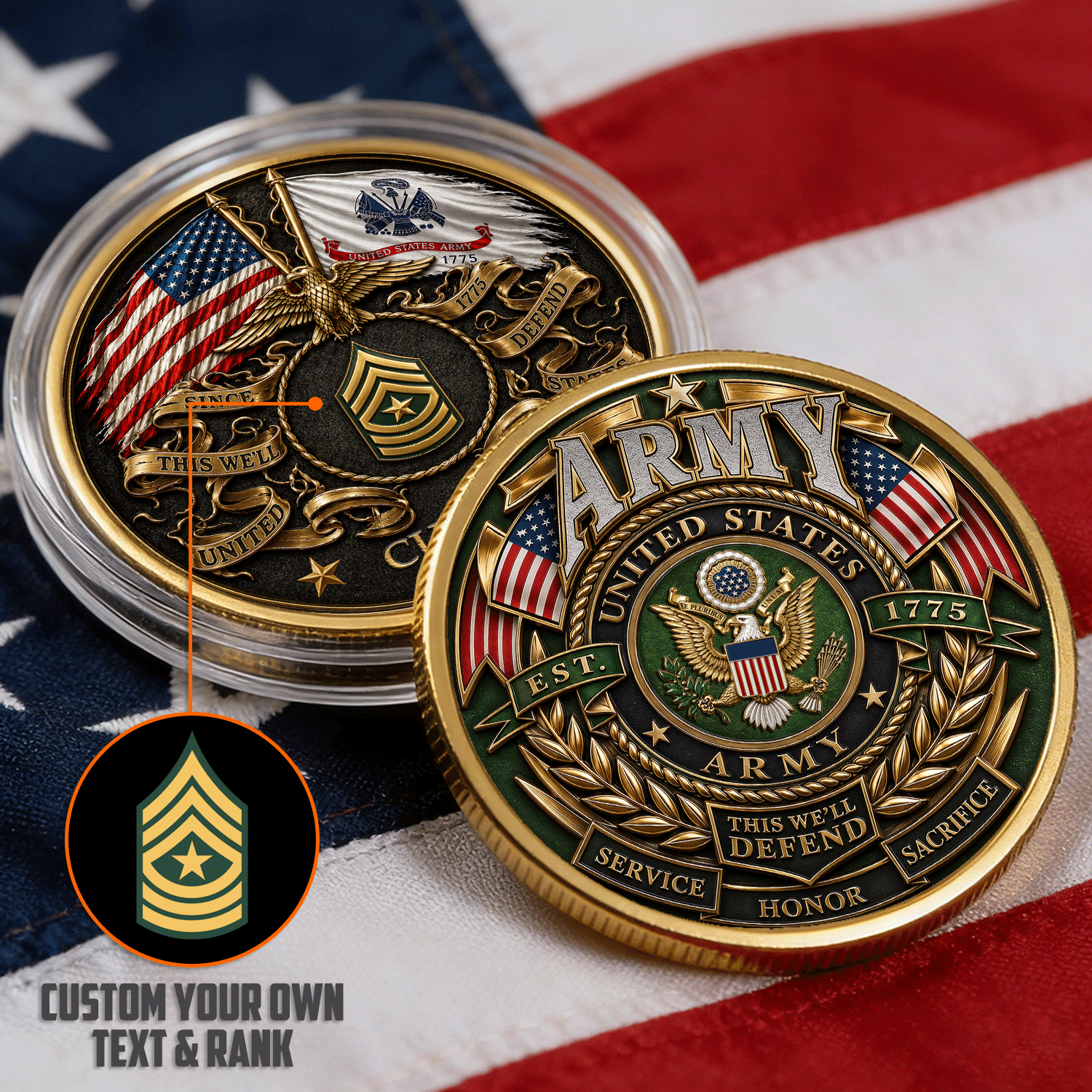 US Army Custom Service Insignia 3D Challenge Coin Gift