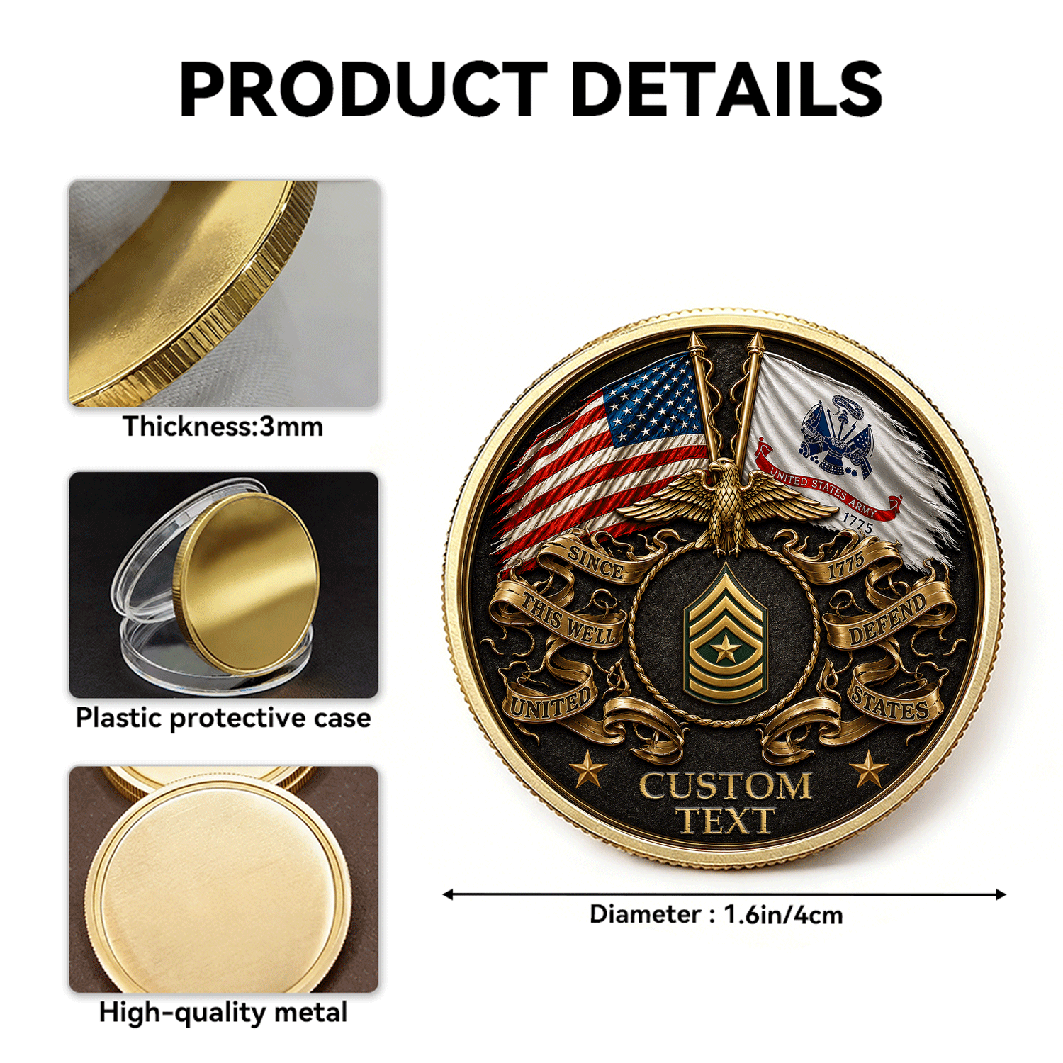 US Army Custom Service Insignia 3D Challenge Coin Gift