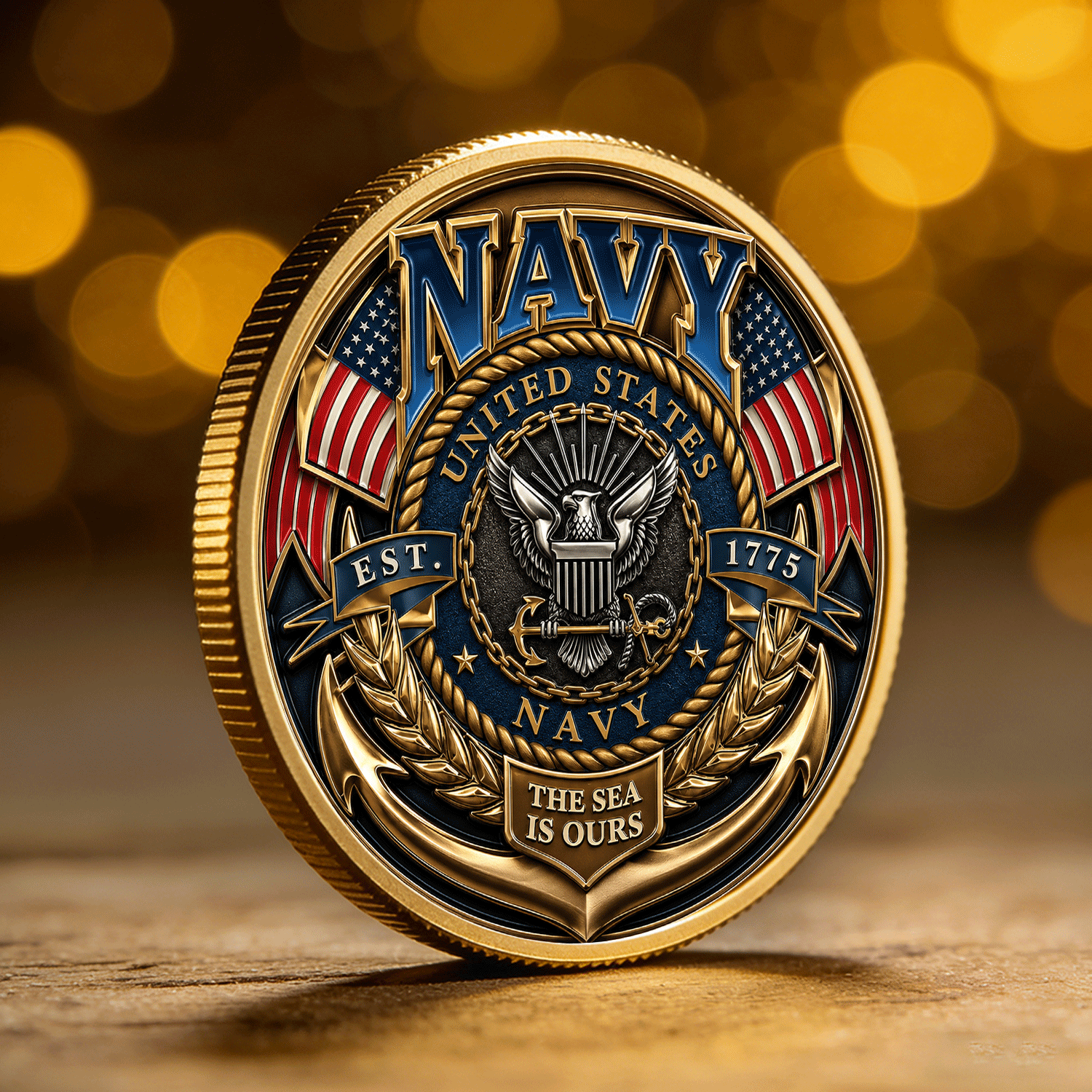 US Navy Personalized Service Member 3D Challenge Coin Gift