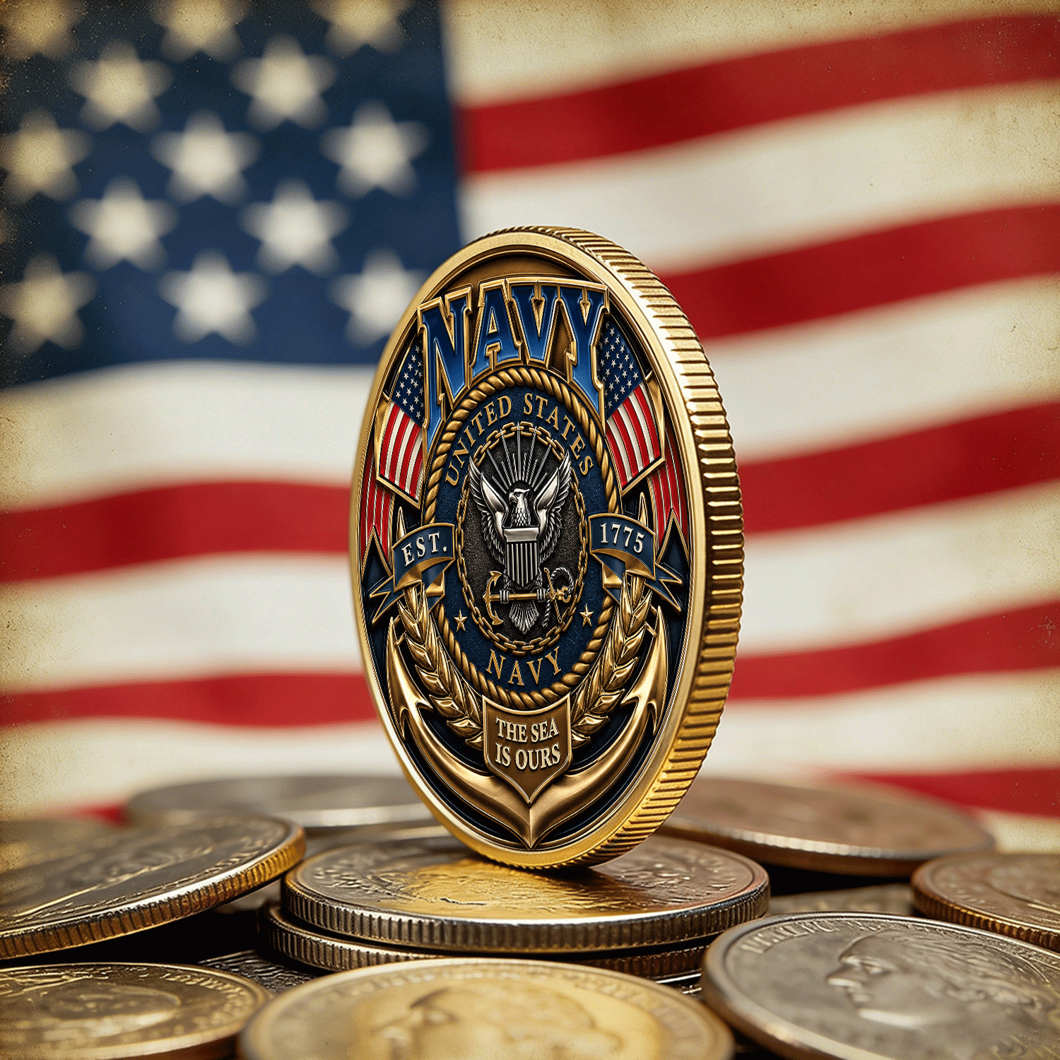 US Navy Personalized Service Member 3D Challenge Coin Gift