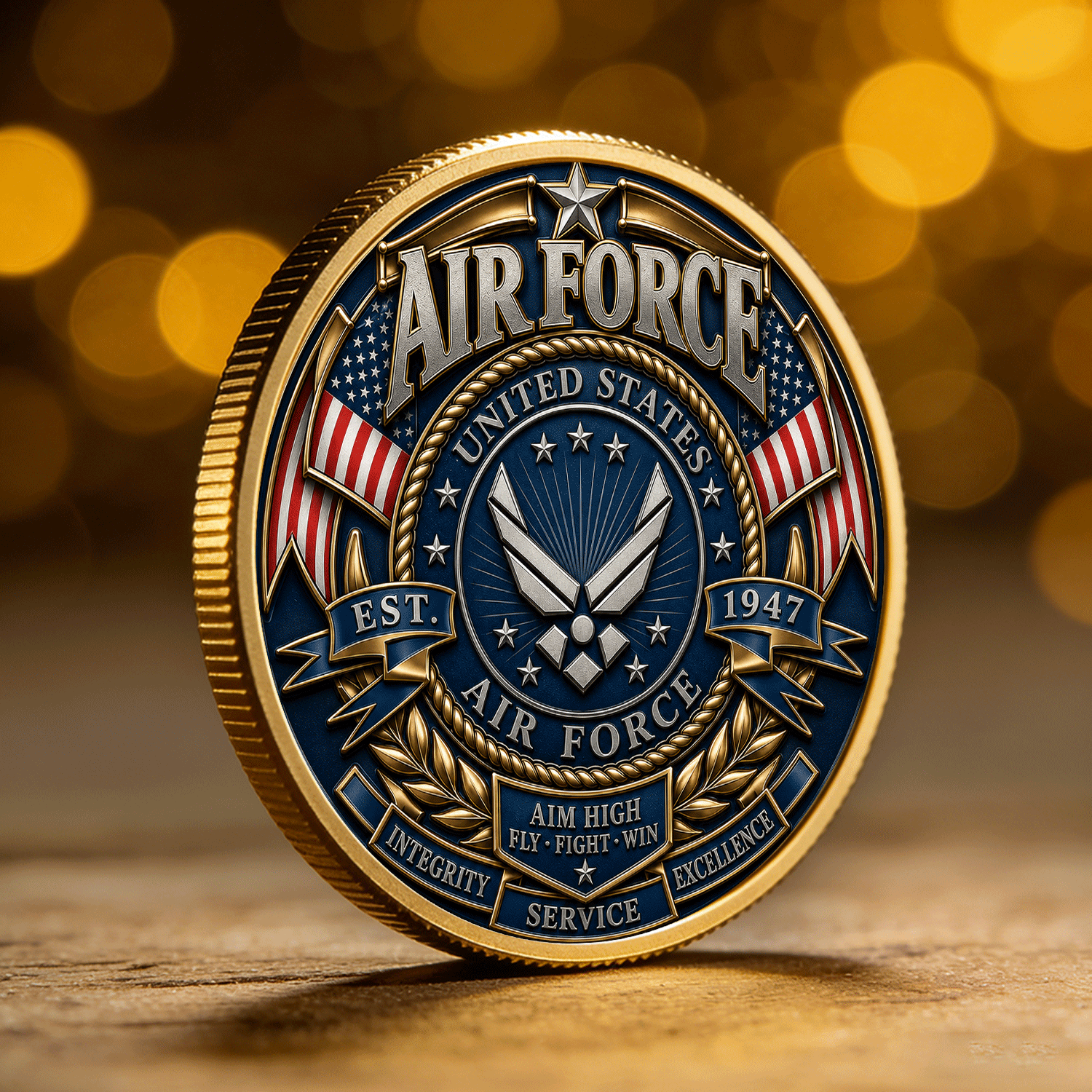 USAF Custom Service Insignia Text 3D Challenge Coin Gift