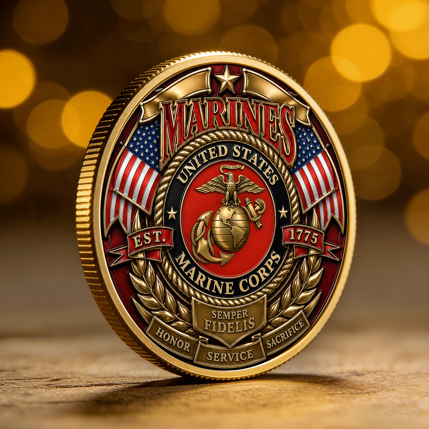 USMC Marine Personalized Insignia 3D Challenge Coin Gift