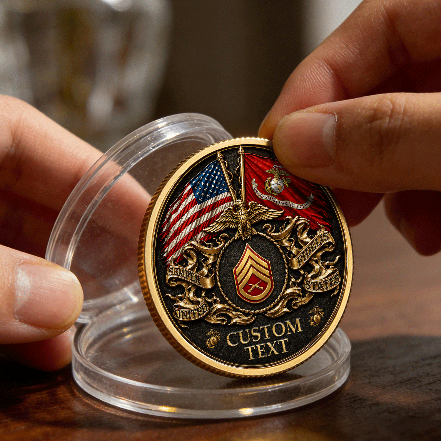 USMC Marine Personalized Insignia 3D Challenge Coin Gift