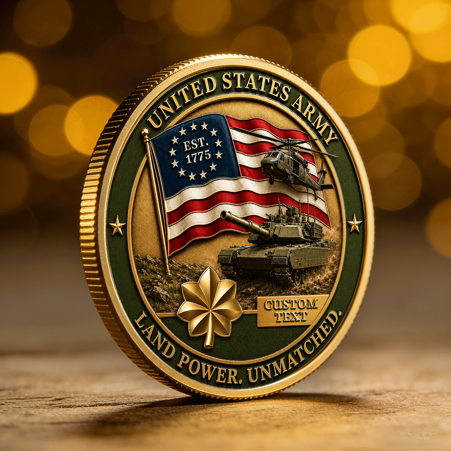 Custom US Army Rank 3D Challenge Coin Keepsake