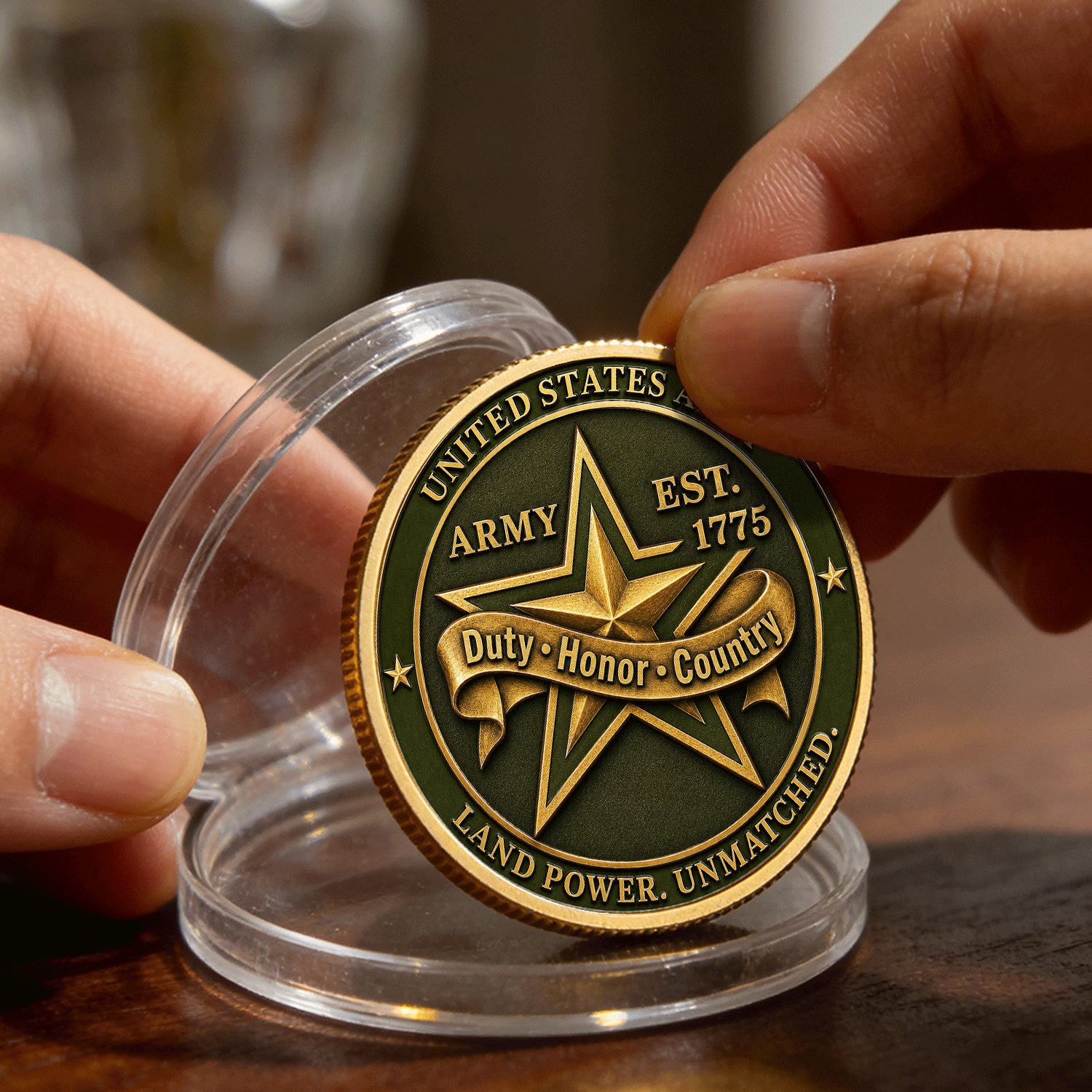 Custom US Army Rank 3D Challenge Coin Keepsake