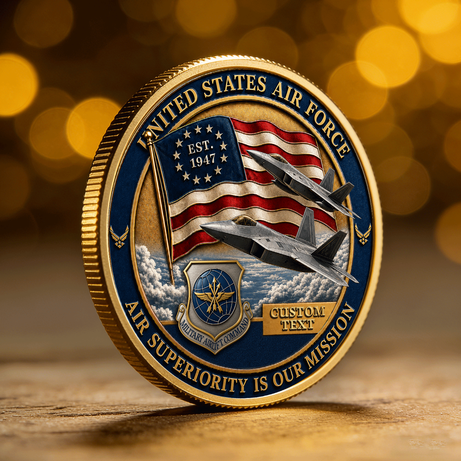 US Air Force Custom Rank Tribute 3D Challenge Coin Gift